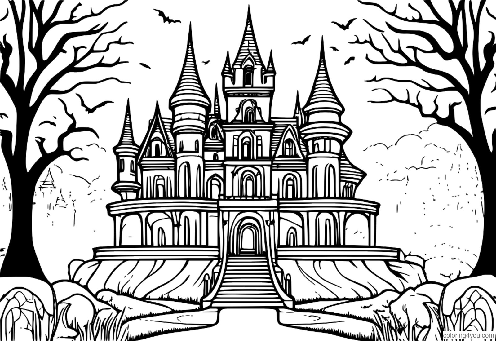 Kastell Haunted biċ-ċpar u ghosts jistennewk biex kulurhom. Kastell Haunted biċ-ċpar u ghosts jistennewk biex kulurhom.