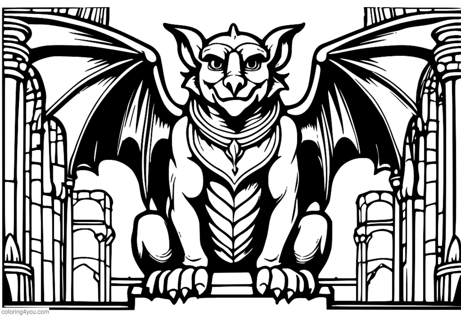 Gargoyle från Notre Dame Cathedral målarbok Gargoyle från Notre Dame Cathedral målarbok
