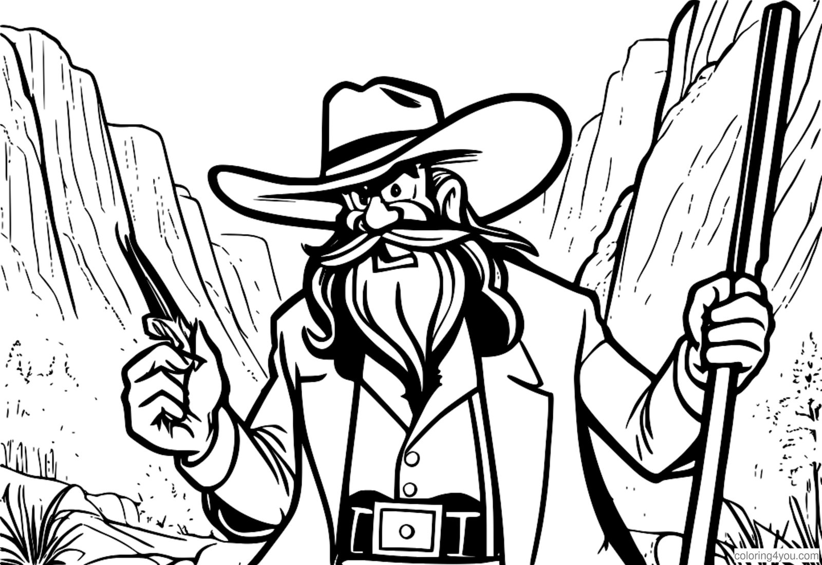 Yosemite Sam menjerit pada halaman pewarna Bugs Bunny Yosemite Sam menjerit pada halaman pewarna Bugs Bunny
