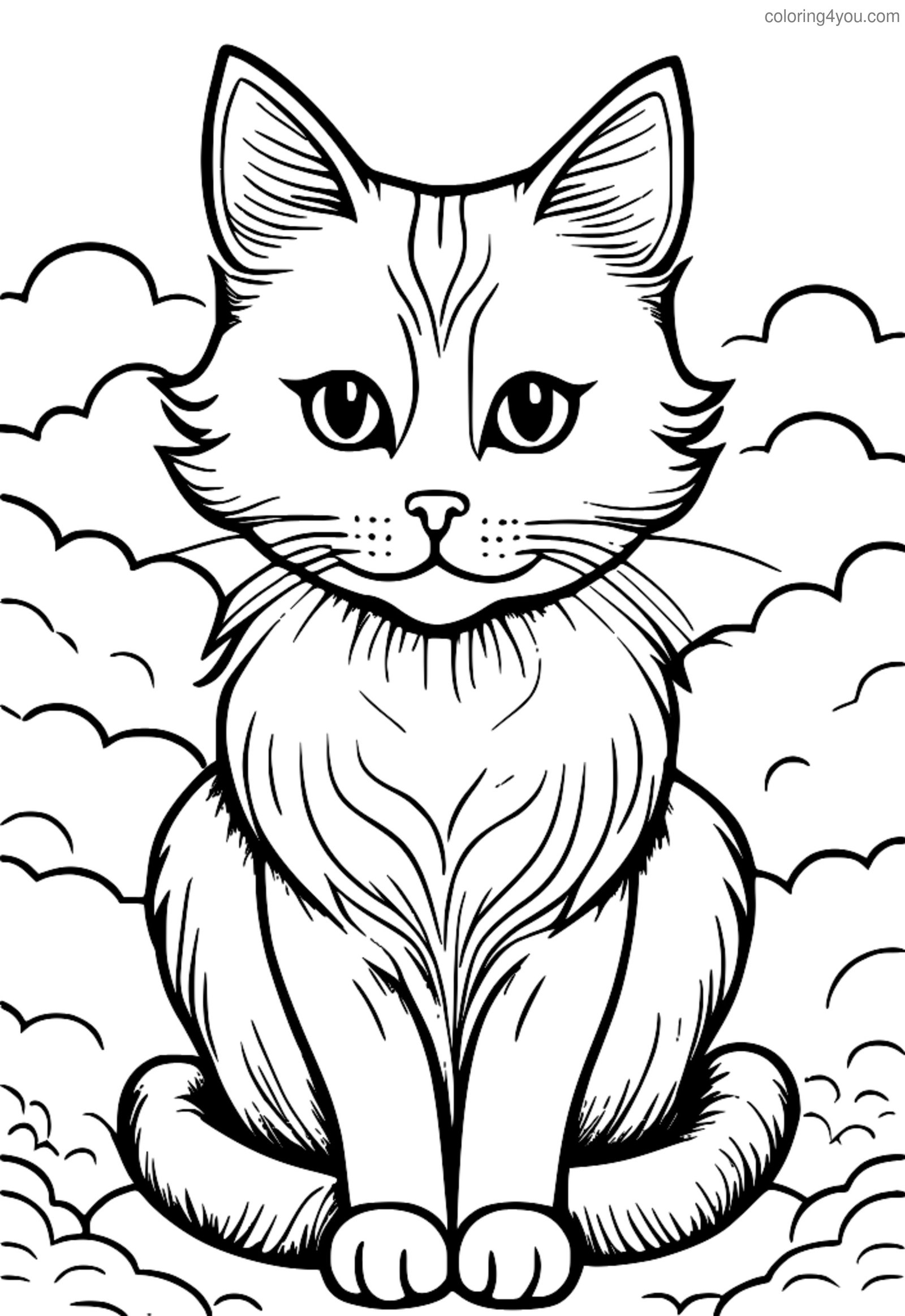 Malvorlage einer Katze, die auf einer Wolke sitzt Malvorlage einer Katze, die auf einer Wolke sitzt
