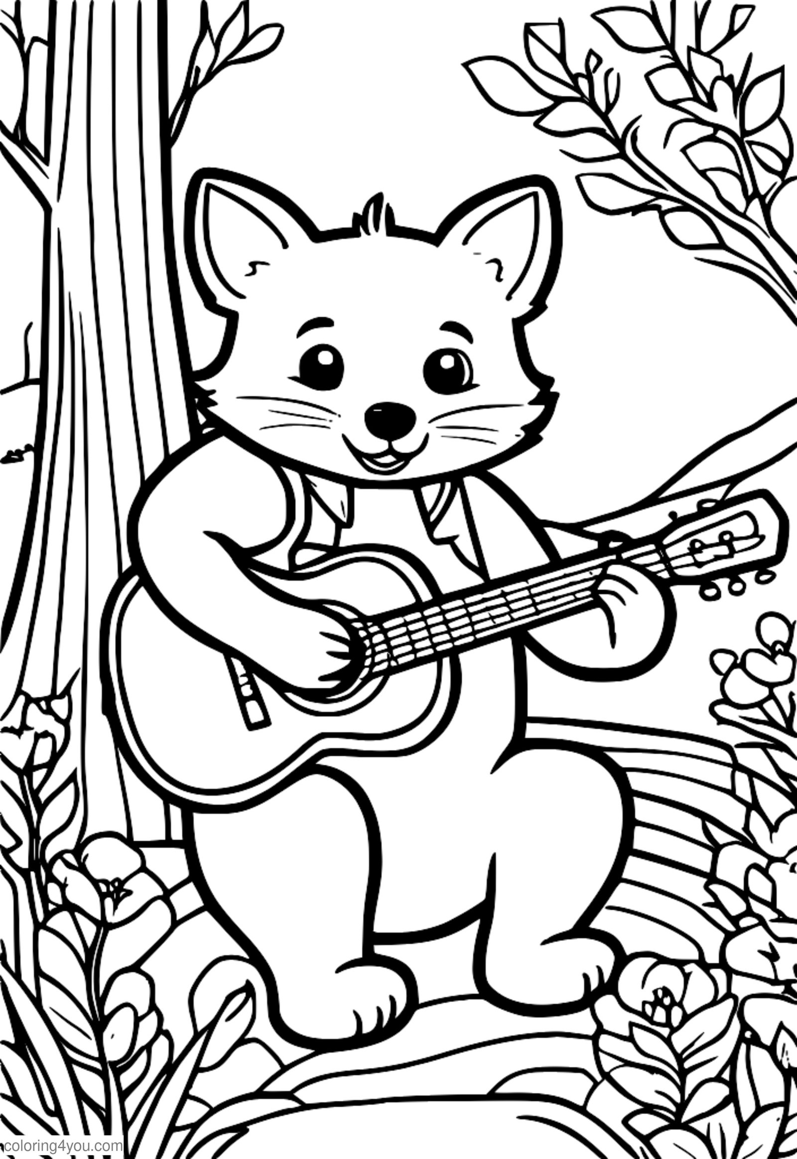 Bertie cartoon guitar coloring page Bertie cartoon guitar coloring page
