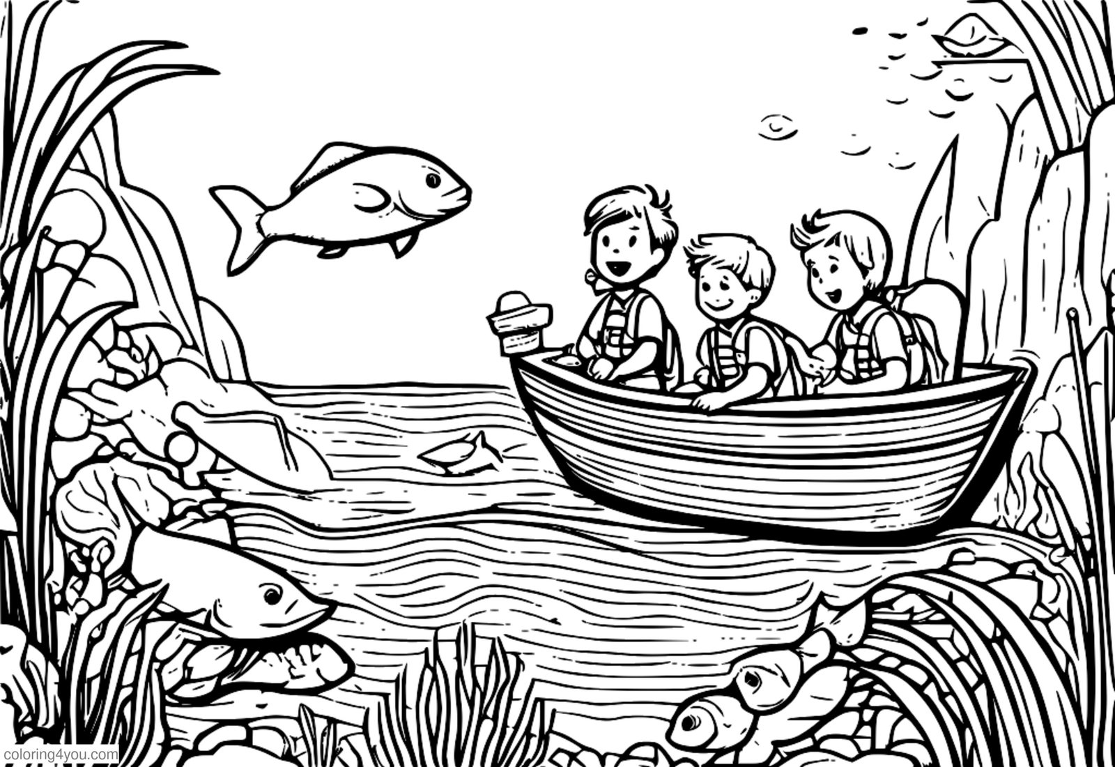 Desenho de Aventura subaquática com rummy para colorir Desenho de Aventura subaquática com rummy para colorir