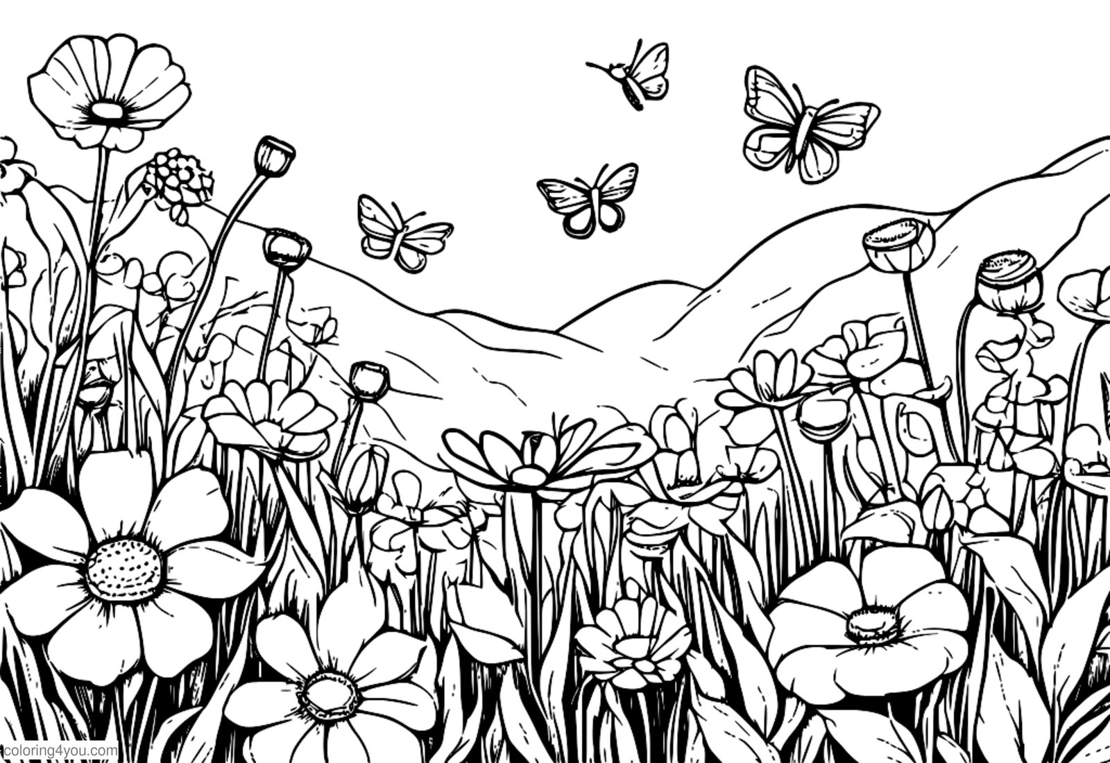 Biene und Schmetterling bestäuben Blumen in einem Garten Biene und Schmetterling bestäuben Blumen in einem Garten