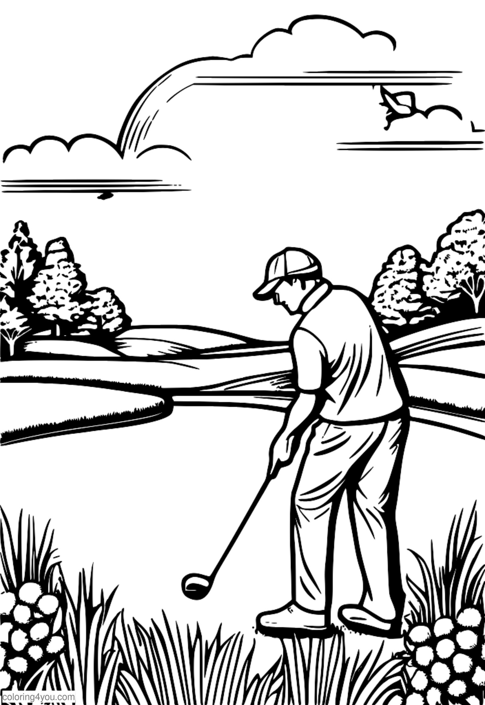 Spokojni igrači golfa zamahuju golf palicama uz miran golf teren Spokojni igrači golfa zamahuju golf palicama uz miran golf teren