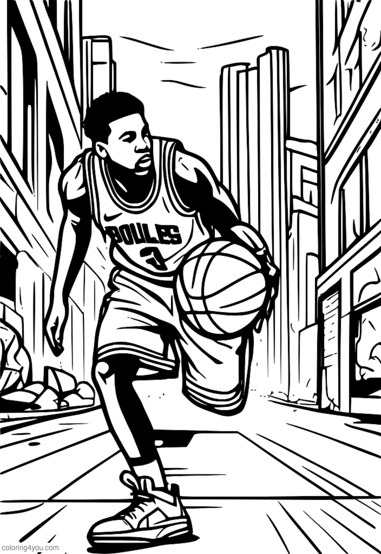Ilustrace basketbalového hráče s pozadím graffiti. Ilustrace basketbalového hráče s pozadím graffiti.