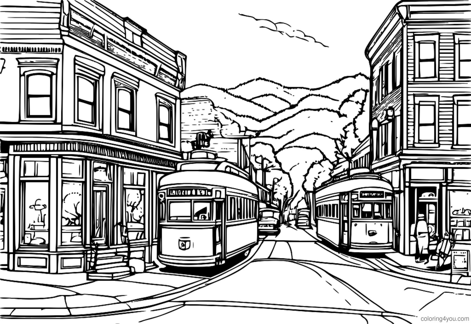Bedford Falls Main Street litarsíða Bedford Falls Main Street litarsíða