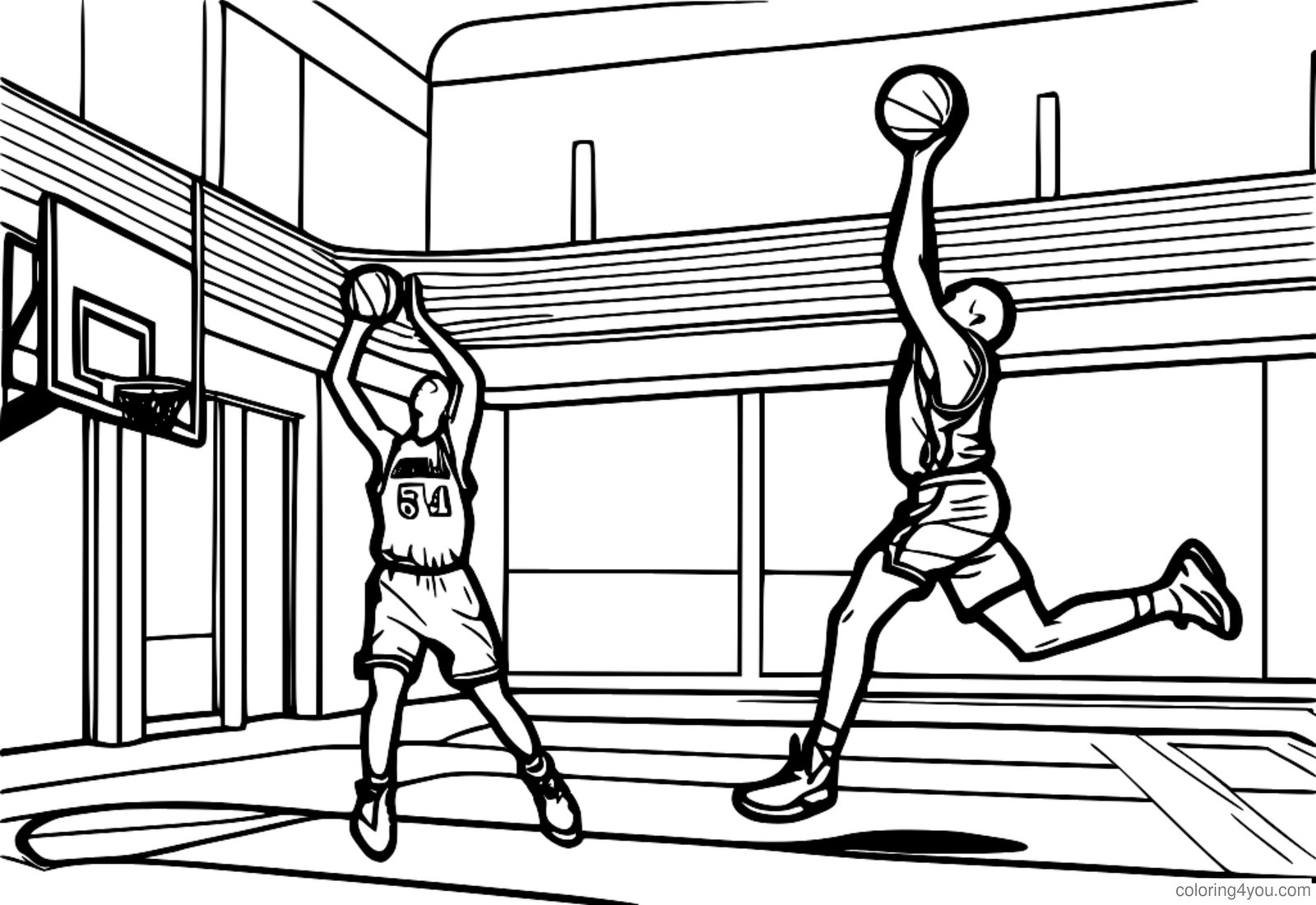 Giocatore di basket che spara alla palla Giocatore di basket che spara alla palla