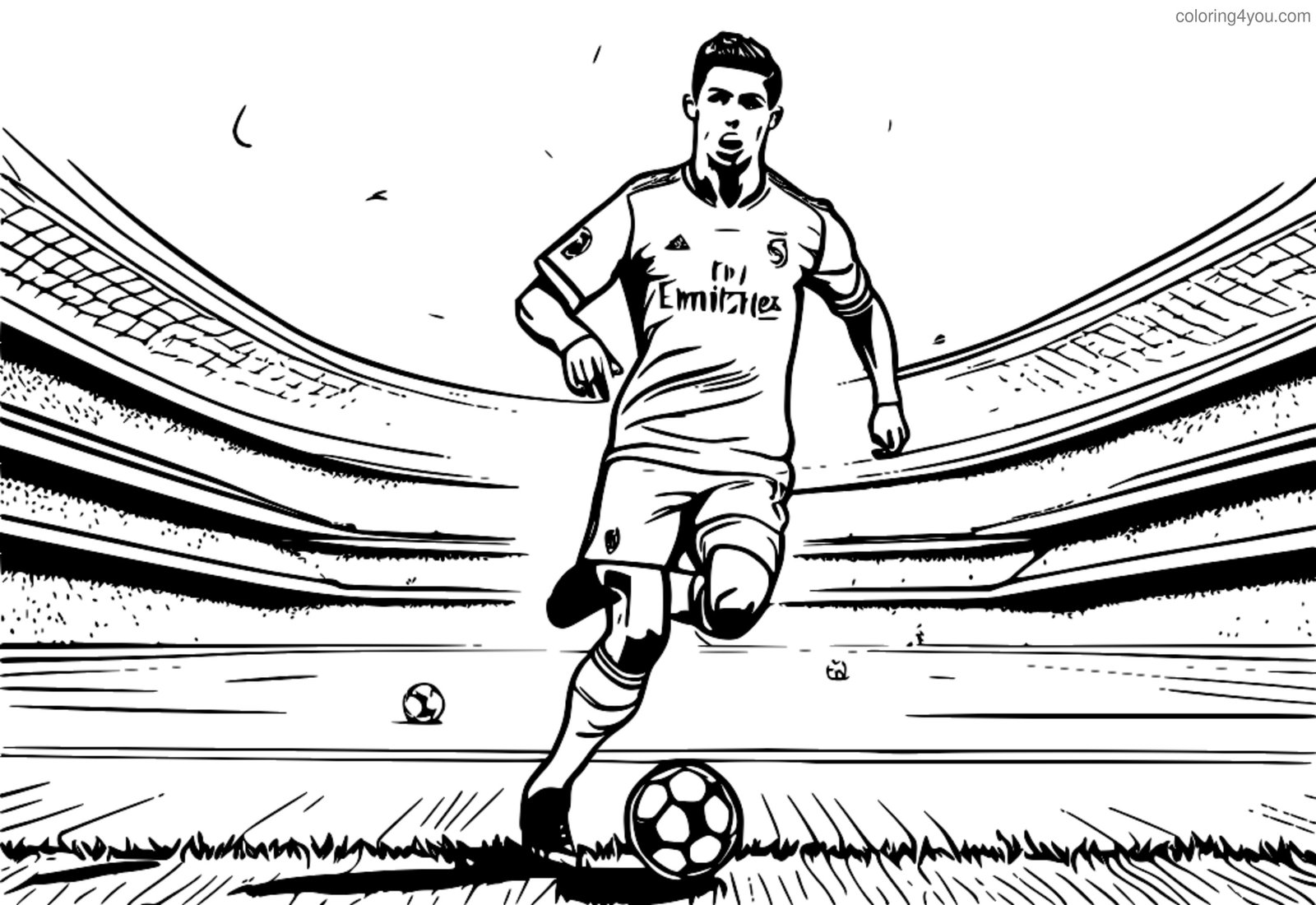 Pagina da colorare del calciatore Cristiano Ronaldo Pagina da colorare del calciatore Cristiano Ronaldo