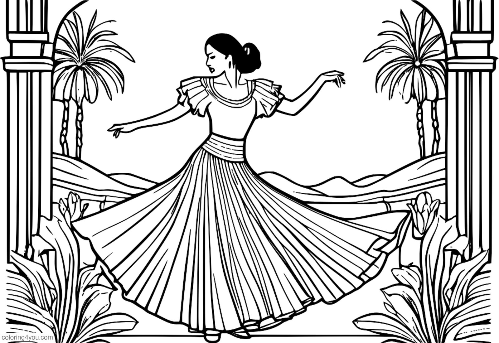Dançarina de flamenco cheia de energia e juventude com música tradicional espanhola Dançarina de flamenco cheia de energia e juventude com música tradicional espanhola