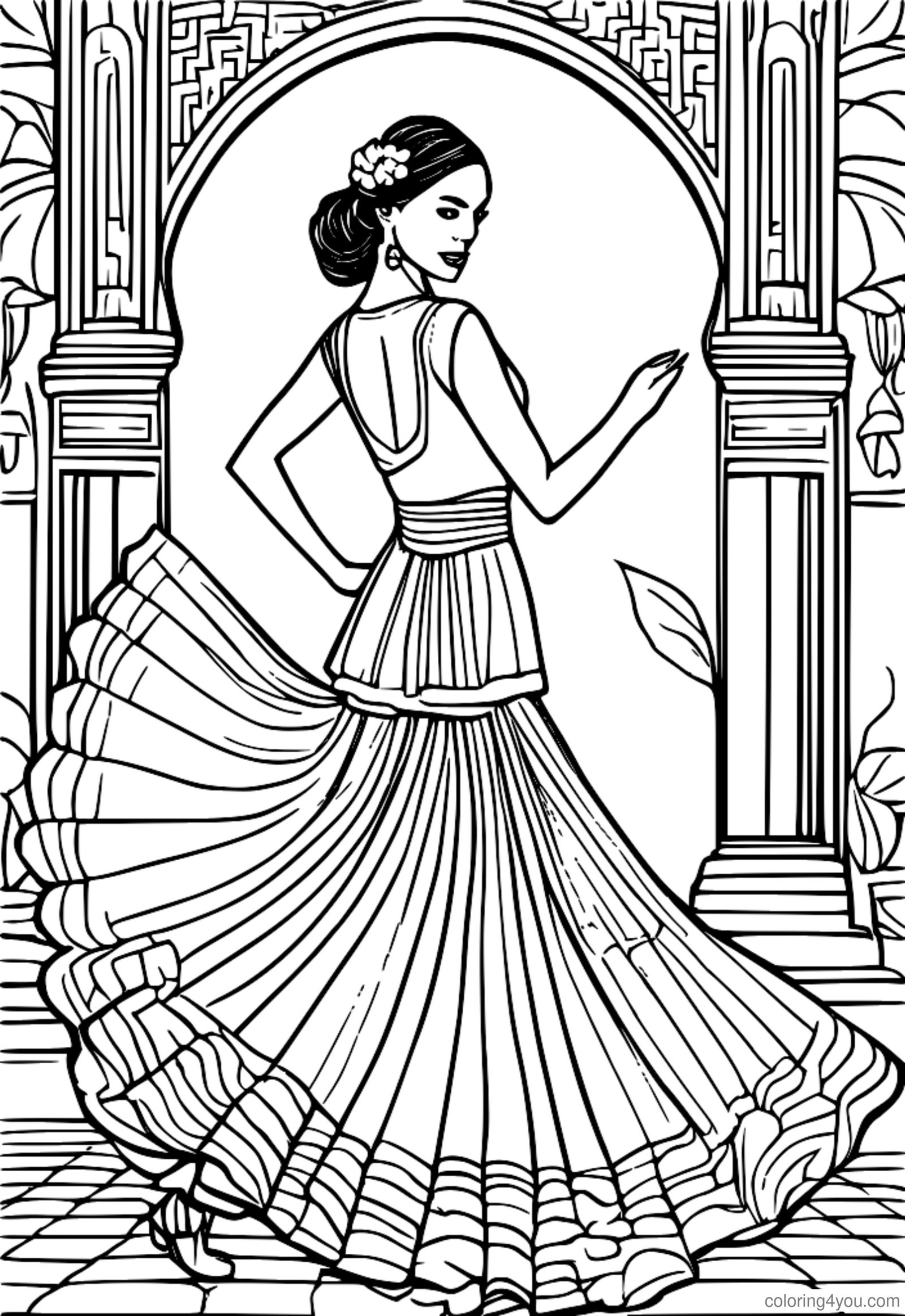 Danseuse de flamenco pleine d'énergie et de jeunesse avec de la musique traditionnelle espagnole Danseuse de flamenco pleine d'énergie et de jeunesse avec de la musique traditionnelle espagnole