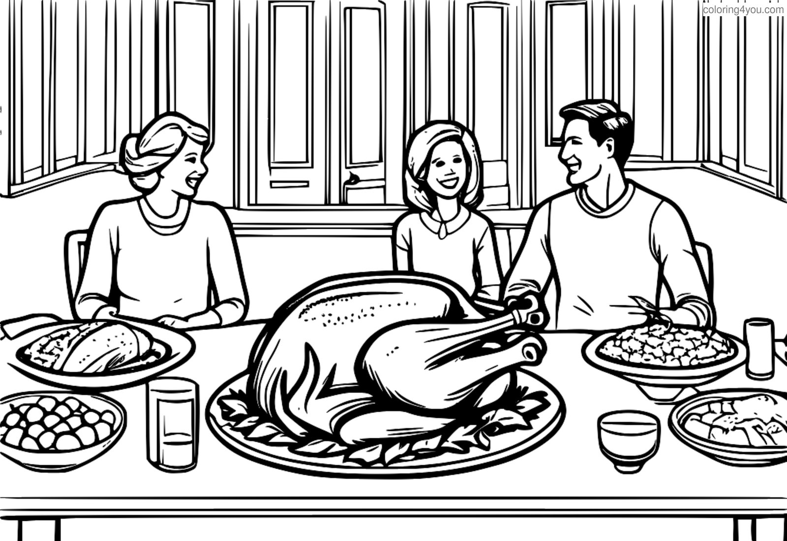 Família feliz durante uma refeição de Ação de Graças Família feliz durante uma refeição de Ação de Graças