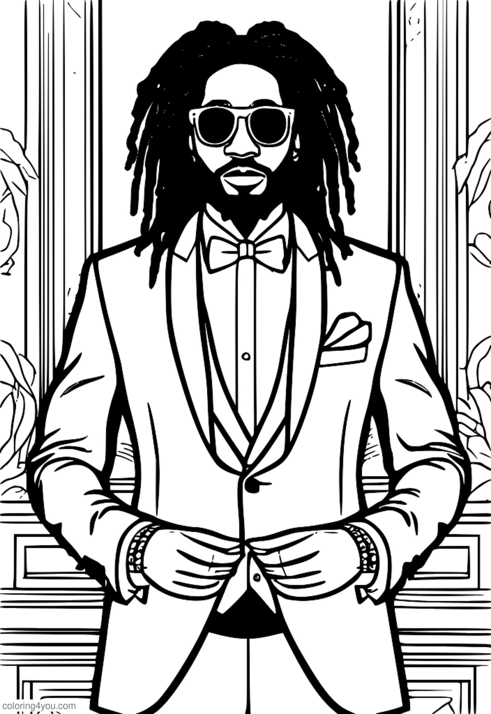 Ilustrasi berwarna-warni seorang lelaki Rastafarian yang memakai rambut gimbal dan tuksedo merah dan emas terang dengan rantai emas yang licin. Ilustrasi berwarna-warni seorang lelaki Rastafarian yang memakai rambut gimbal dan tuksedo merah dan emas terang dengan rantai emas yang licin.