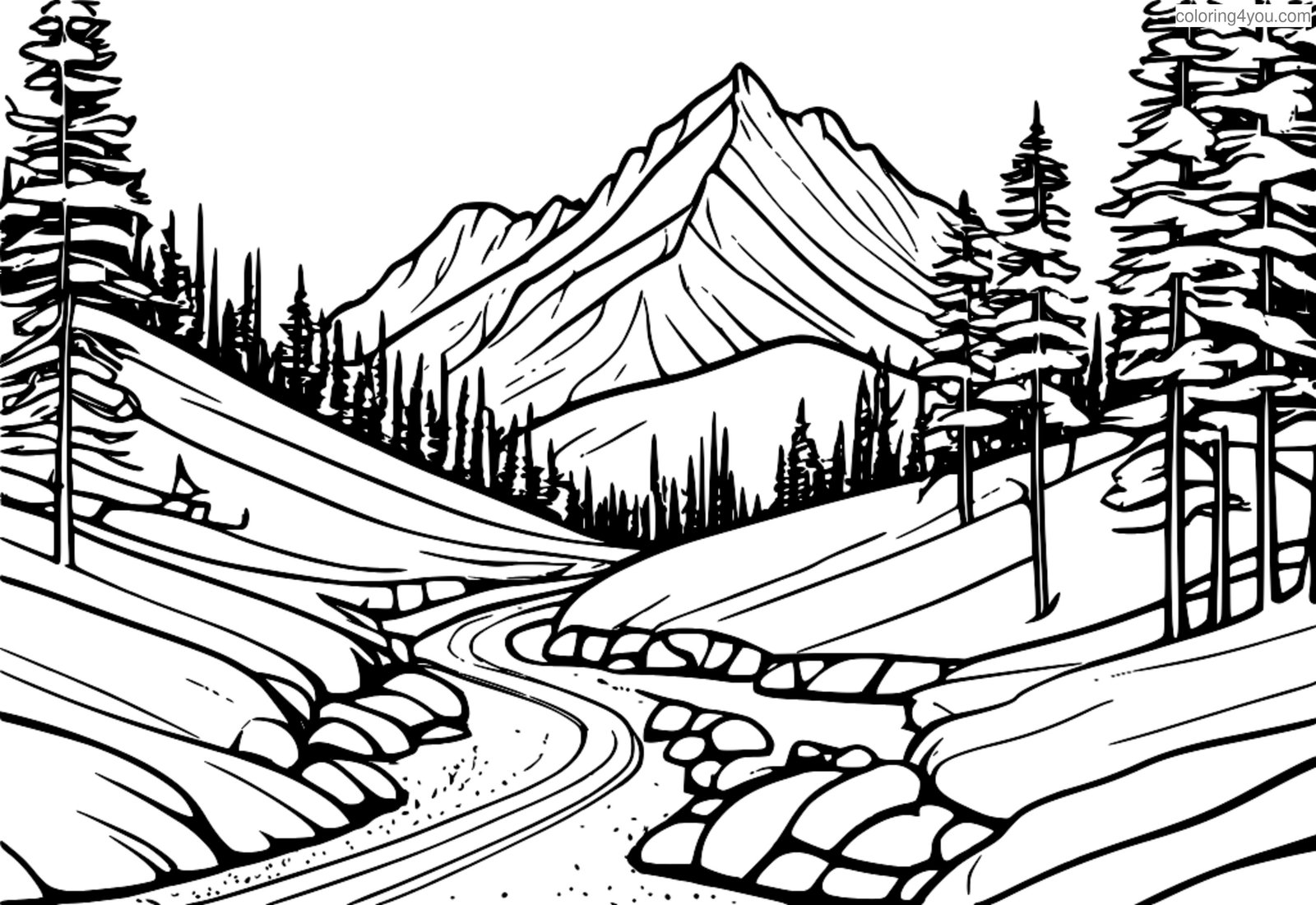 Desenho para colorir com raquetes de neve em close - Raquetes de neve na trilha de inverno Desenho para colorir com raquetes de neve em close - Raquetes de neve na trilha de inverno