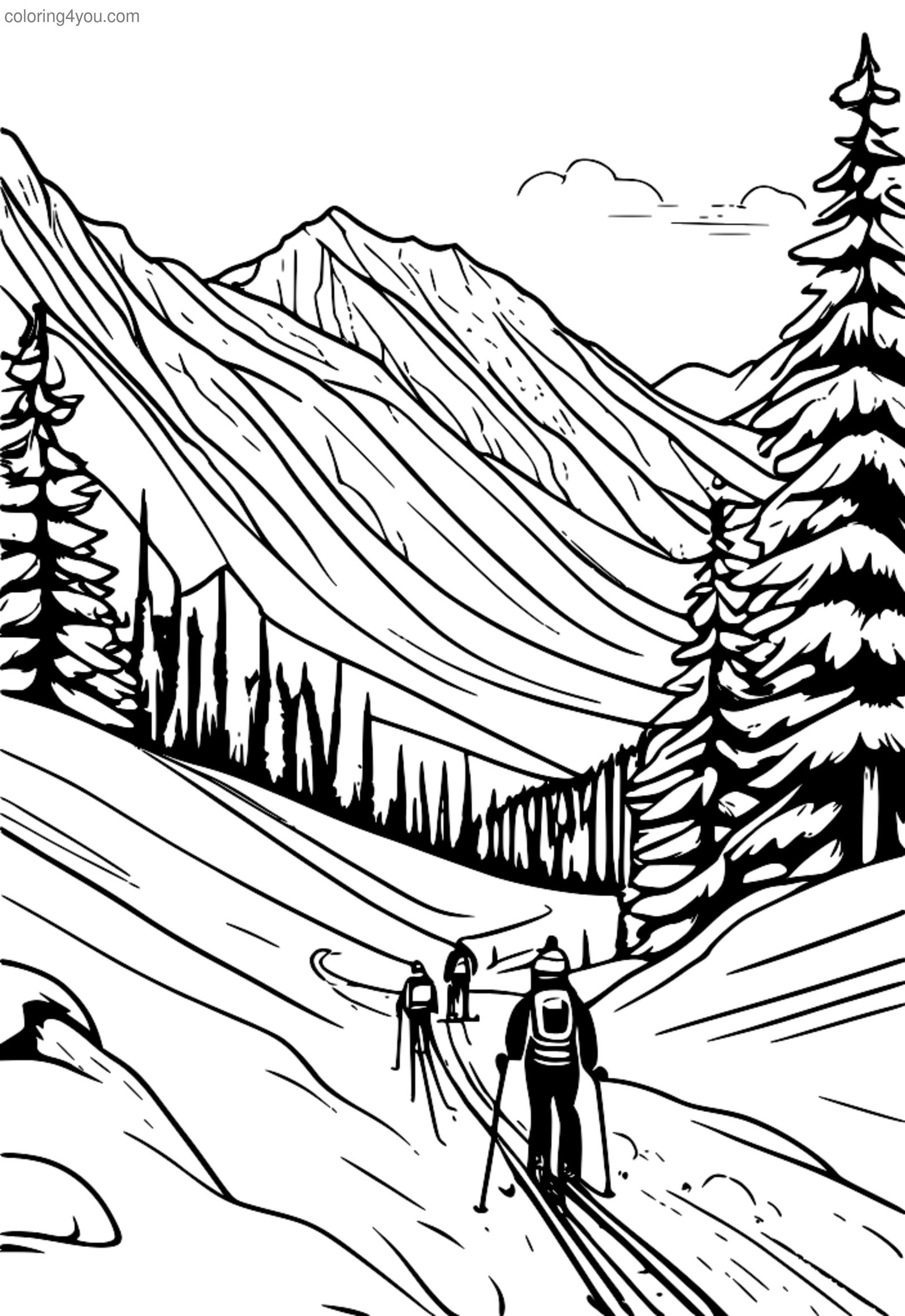 Gambar pemain ski di lembah bersalji Gambar pemain ski di lembah bersalji