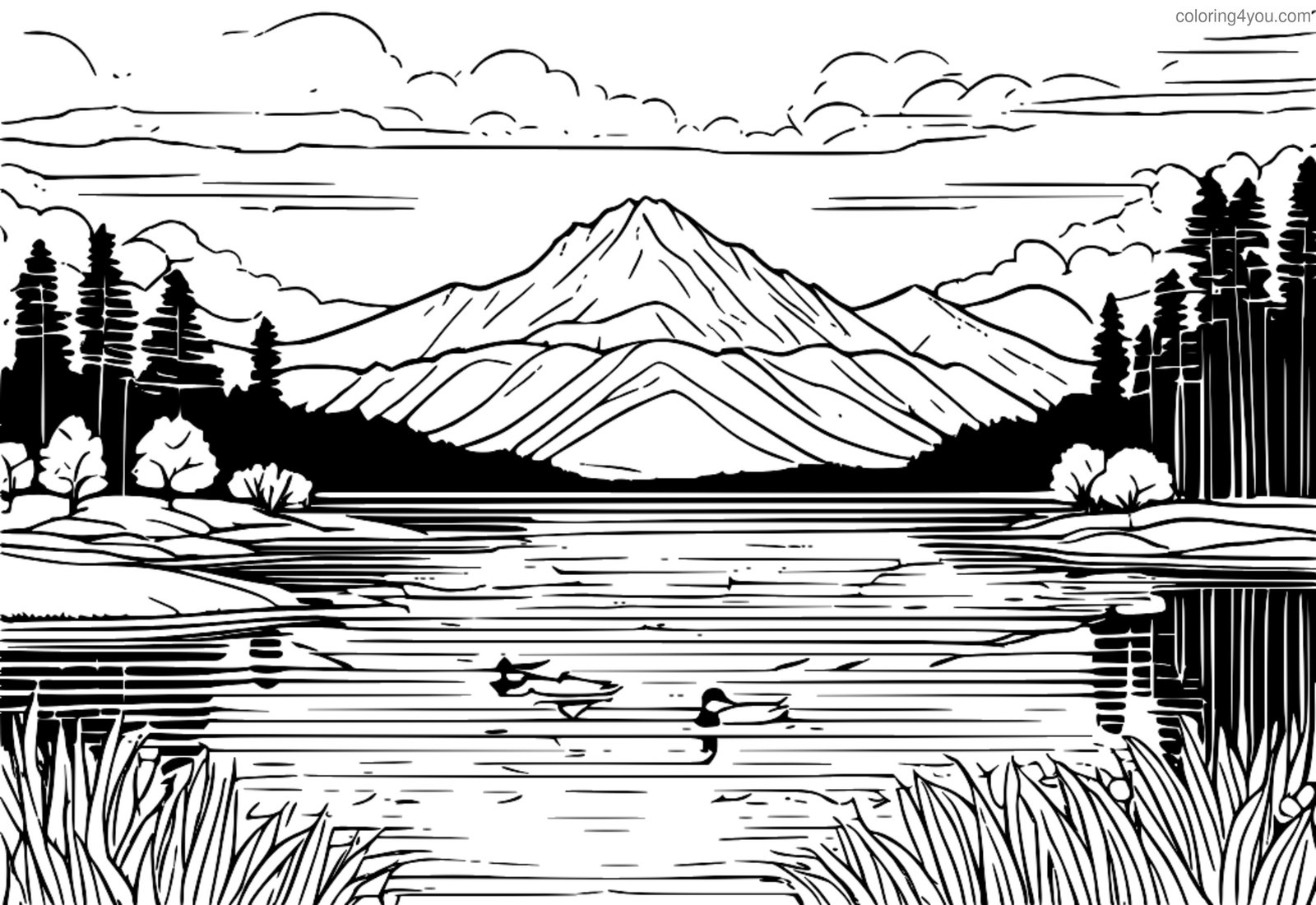 En fridfull sjö med en helt klar reflektion av den gyllene himlen i det lugna vattnet. En fridfull sjö med en helt klar reflektion av den gyllene himlen i det lugna vattnet.