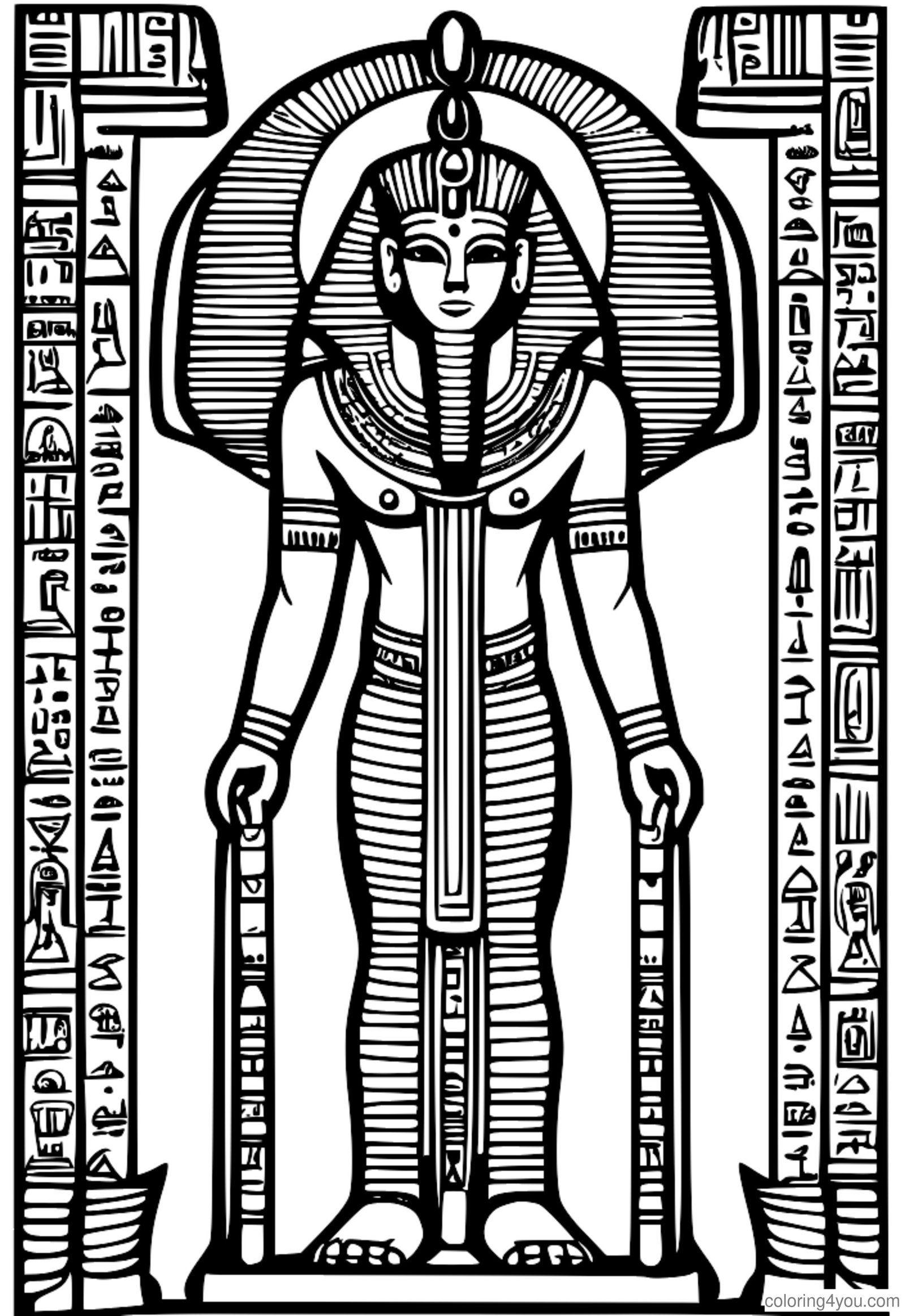 Osiris, dieu de l'au-delà, entouré de hiéroglyphes et d'écrits anciens. Osiris, dieu de l'au-delà, entouré de hiéroglyphes et d'écrits anciens.