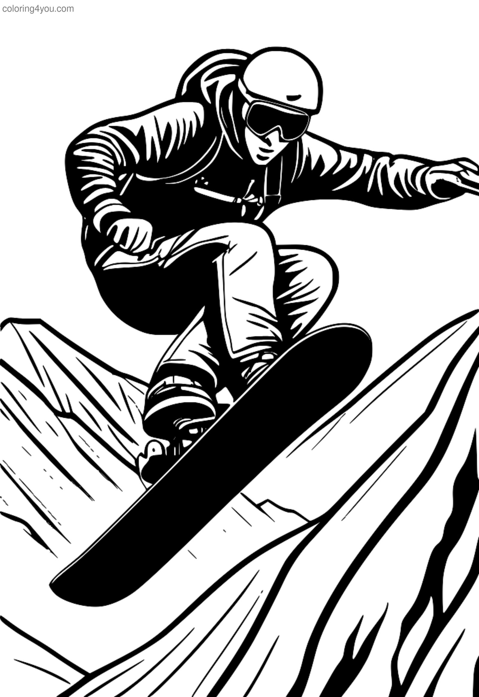Snowboarder vozi brdski bicikl. Snowboarder vozi brdski bicikl.