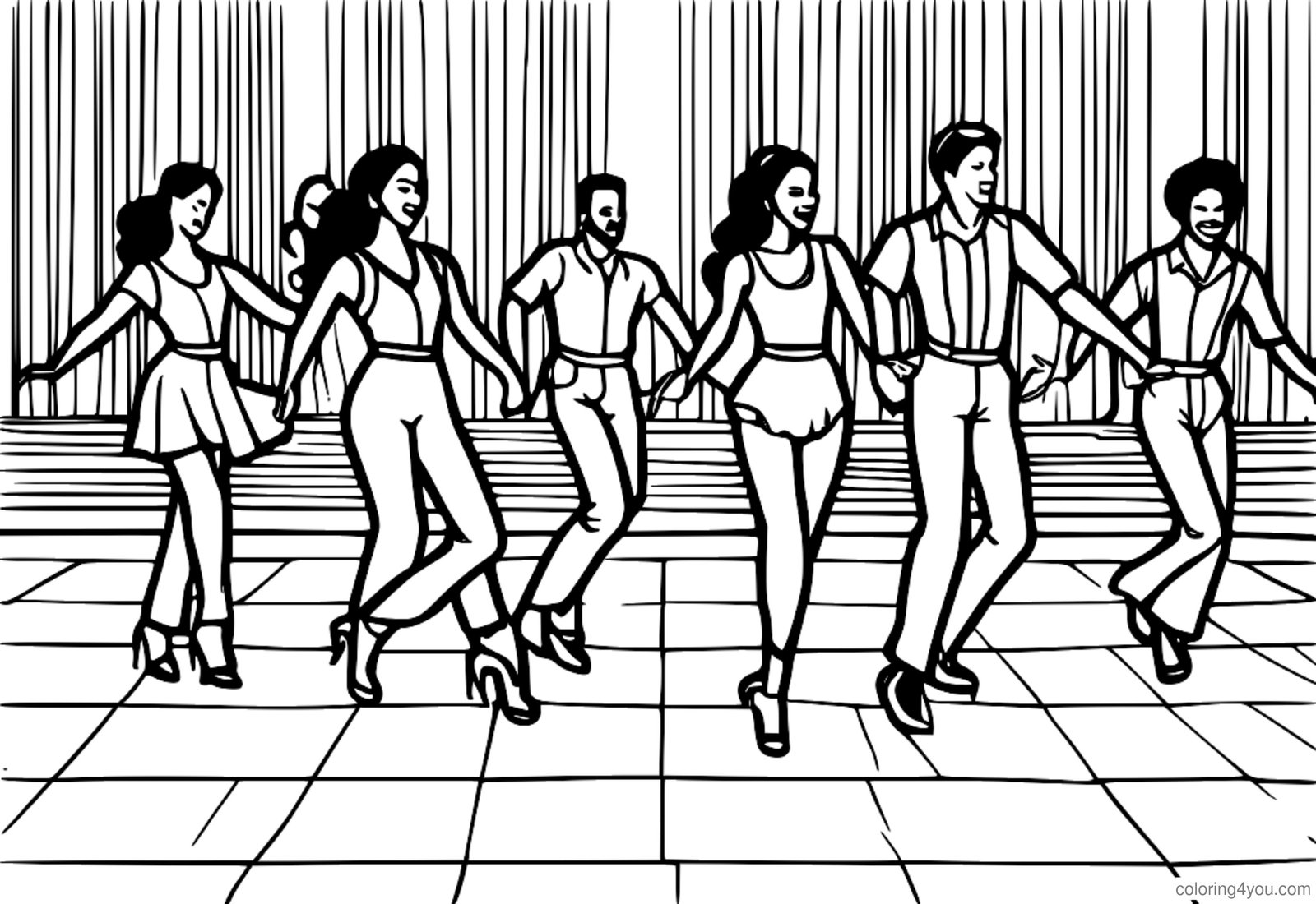 Çoklu Salsa Dansçıları boyama sayfası, katları, farklı, dans Çoklu Salsa Dansçıları boyama sayfası, katları, farklı, dans