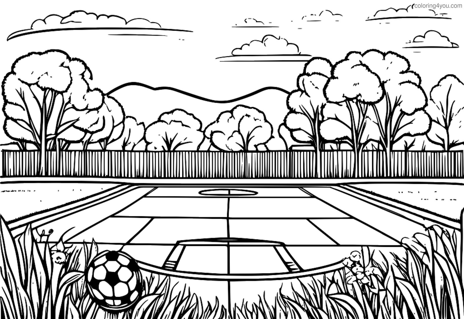 Página para colorear de diversión de fútbol al aire libre Página para colorear de diversión de fútbol al aire libre