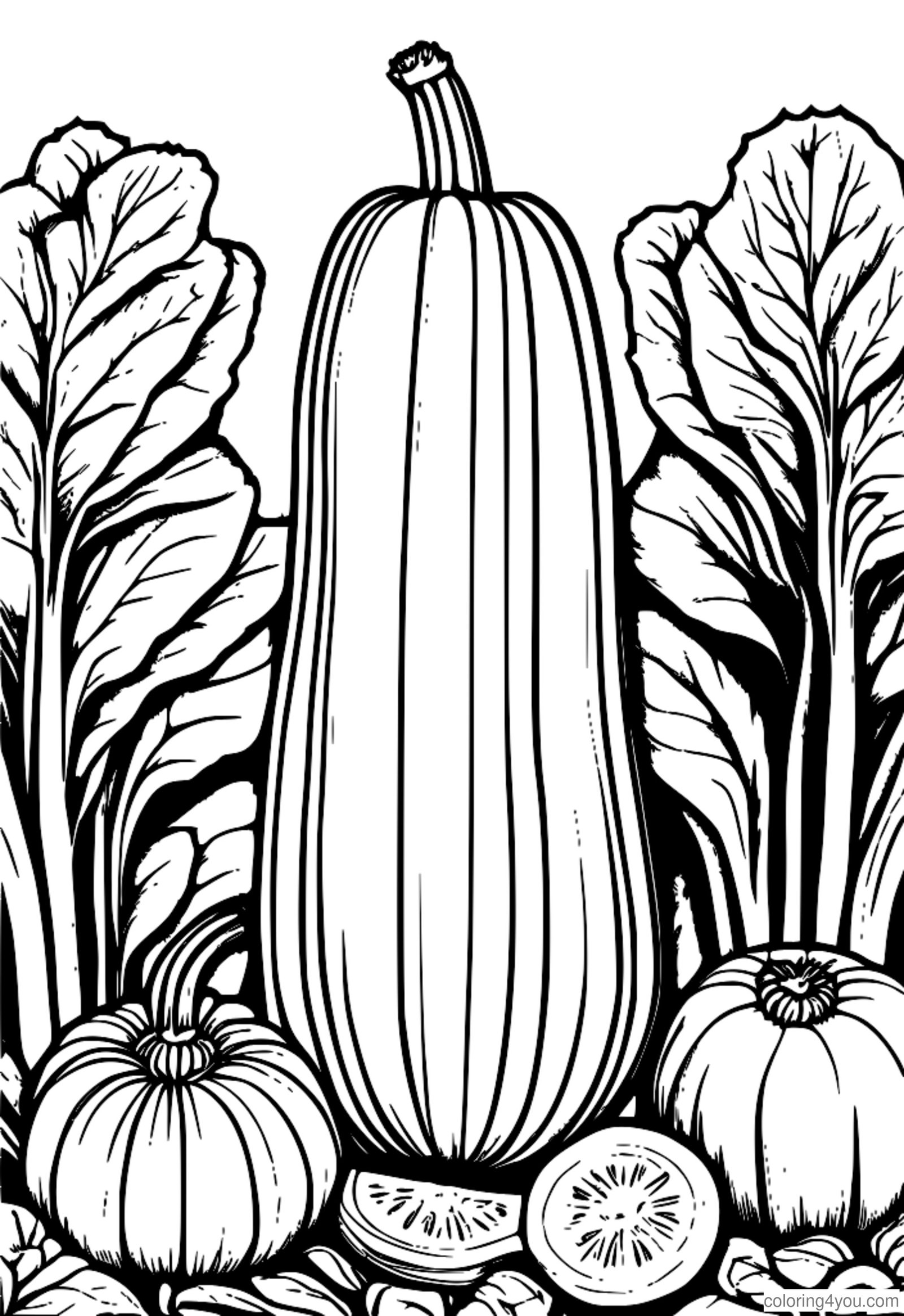 Zucchini gedhe lan ijo ing taman sing cerah kanthi sayuran warna-warni. Zucchini gedhe lan ijo ing taman sing cerah kanthi sayuran warna-warni.