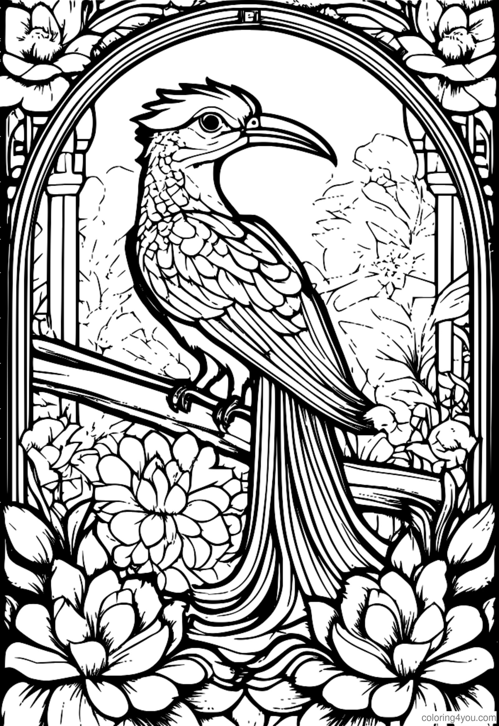 Jardim secreto caprichoso com quetzal e flores Jardim secreto caprichoso com quetzal e flores