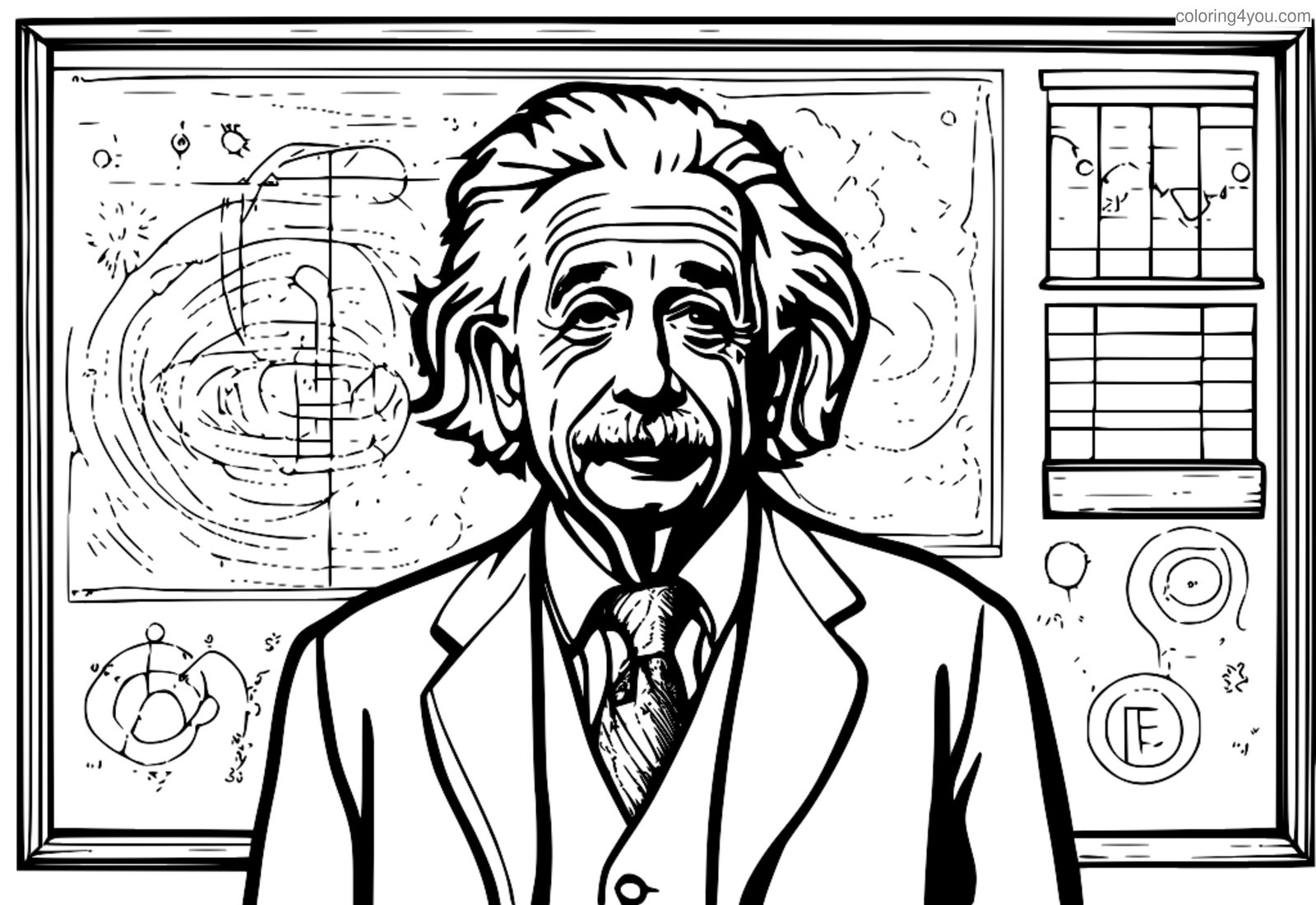 Albert Einsteini värvimisleht füüsika võrrandiga Albert Einsteini värvimisleht füüsika võrrandiga