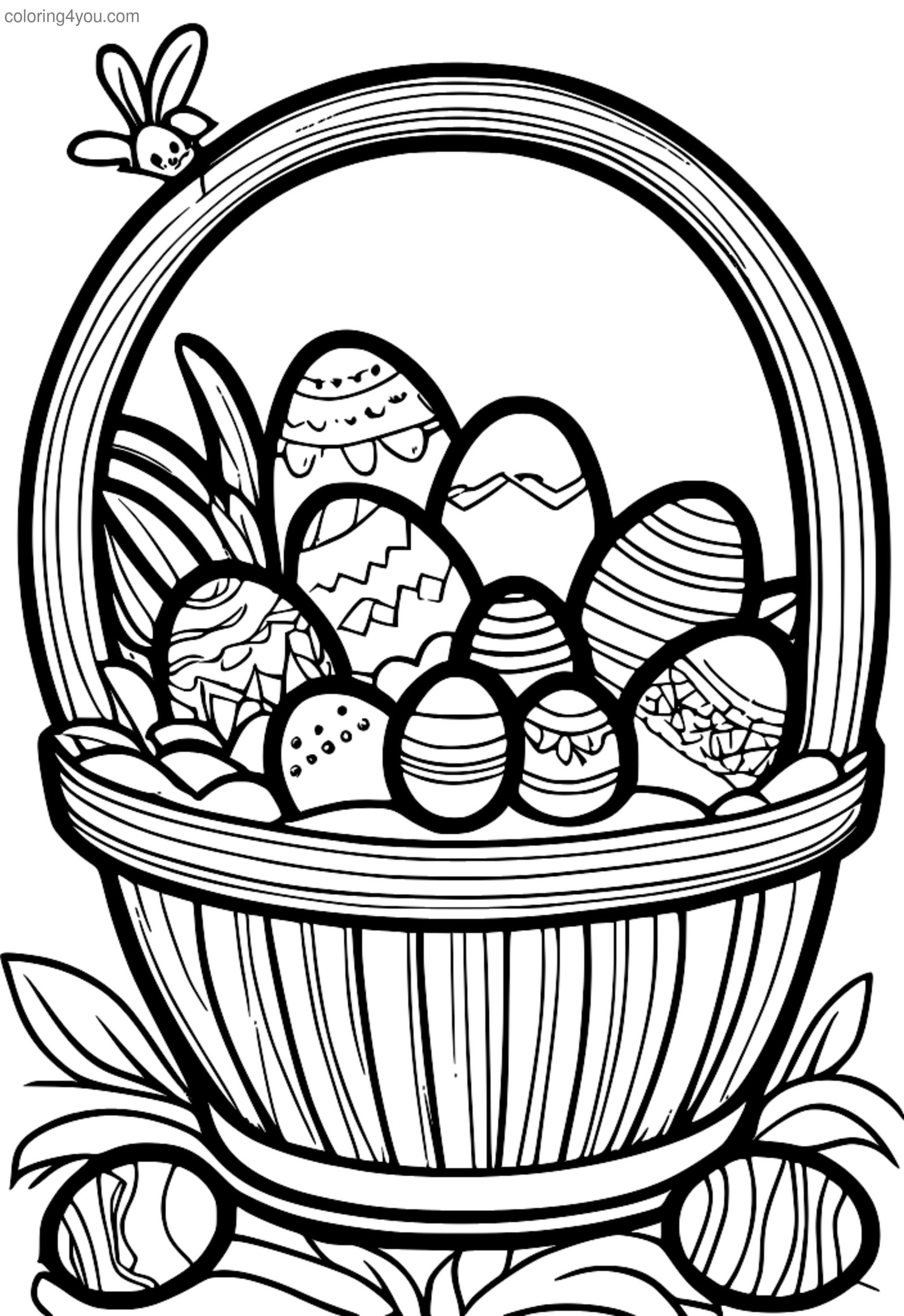 Kranjang Paskah gedhe sing diisi karo suguhan Paskah sing warni Kranjang Paskah gedhe sing diisi karo suguhan Paskah sing warni