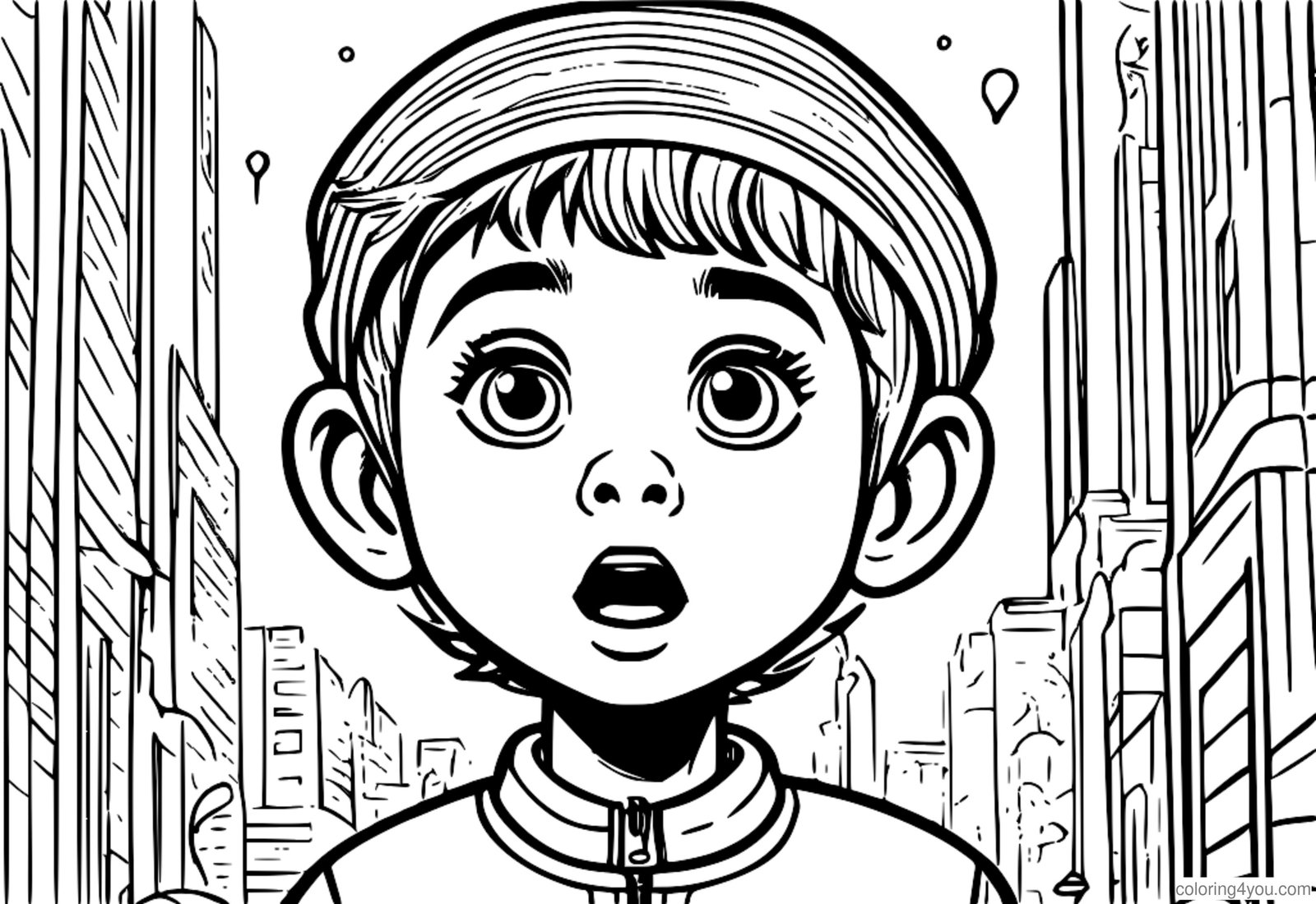 Niño confundido con cara de sorpresa y signos de exclamación sobre la cabeza. Niño confundido con cara de sorpresa y signos de exclamación sobre la cabeza.
