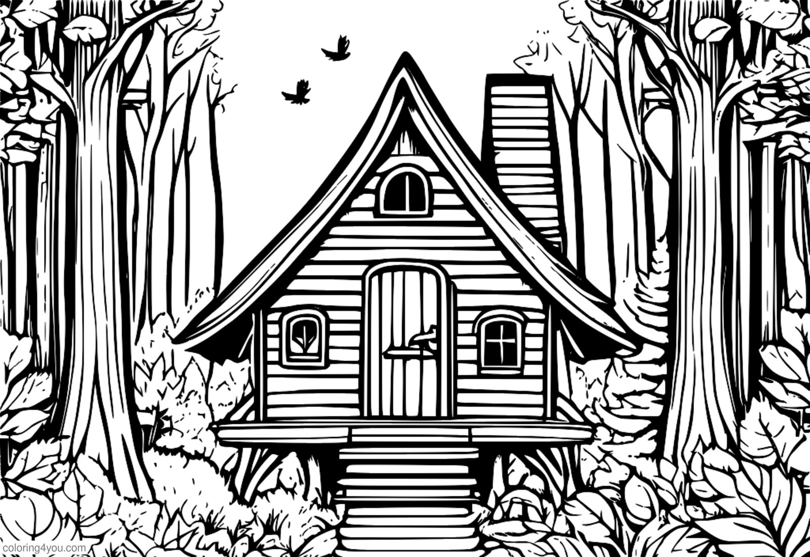 íomhá ildaite de bhoth Baba Yaga ar chosa sicín, timpeallaithe ag foraoise íomhá ildaite de bhoth Baba Yaga ar chosa sicín, timpeallaithe ag foraoise