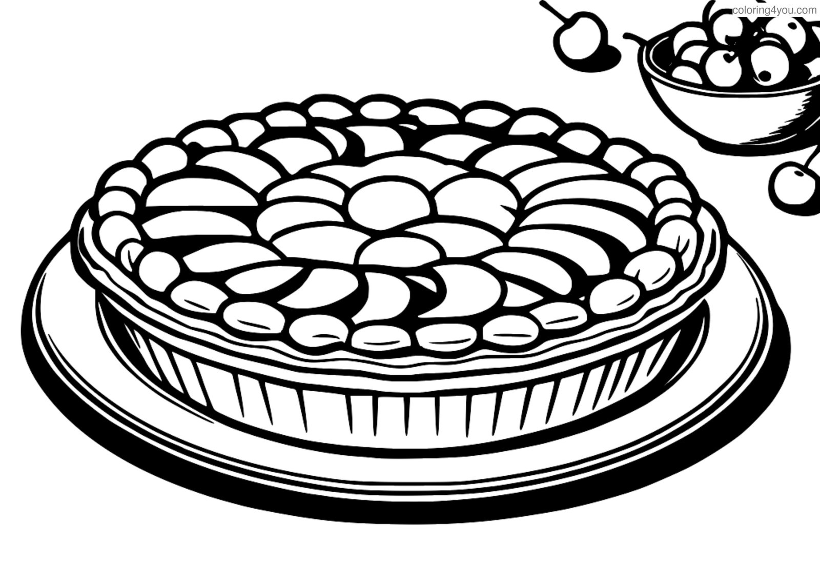 página para colorir de uma torta de cereja com crosta treliçada página para colorir de uma torta de cereja com crosta treliçada