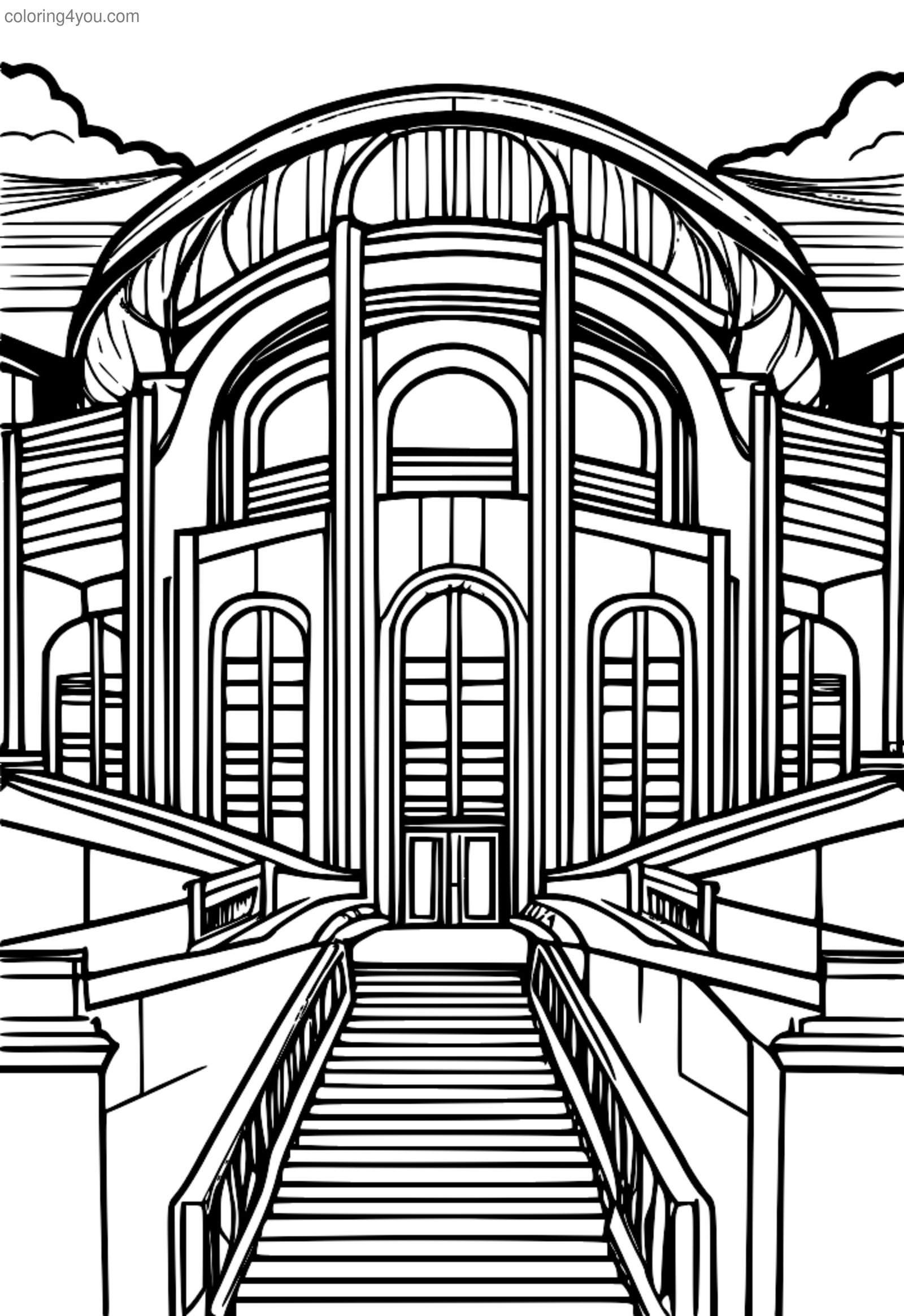 Prabangus sporto stadionas su Art Nouveau dizainu ir elegantiška stogo linija Prabangus sporto stadionas su Art Nouveau dizainu ir elegantiška stogo linija