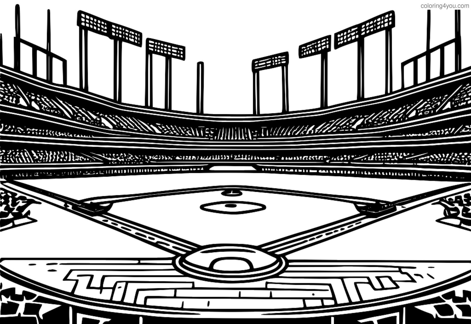 Isang diamante ng baseball na may mga base at isang pitsel sa punso Isang diamante ng baseball na may mga base at isang pitsel sa punso