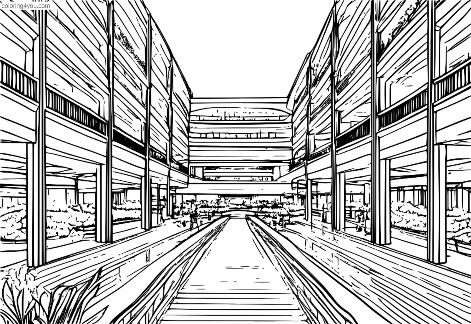 Āra ultramoderns iepirkšanās centrs ar pagalmiem un promenādi Āra ultramoderns iepirkšanās centrs ar pagalmiem un promenādi