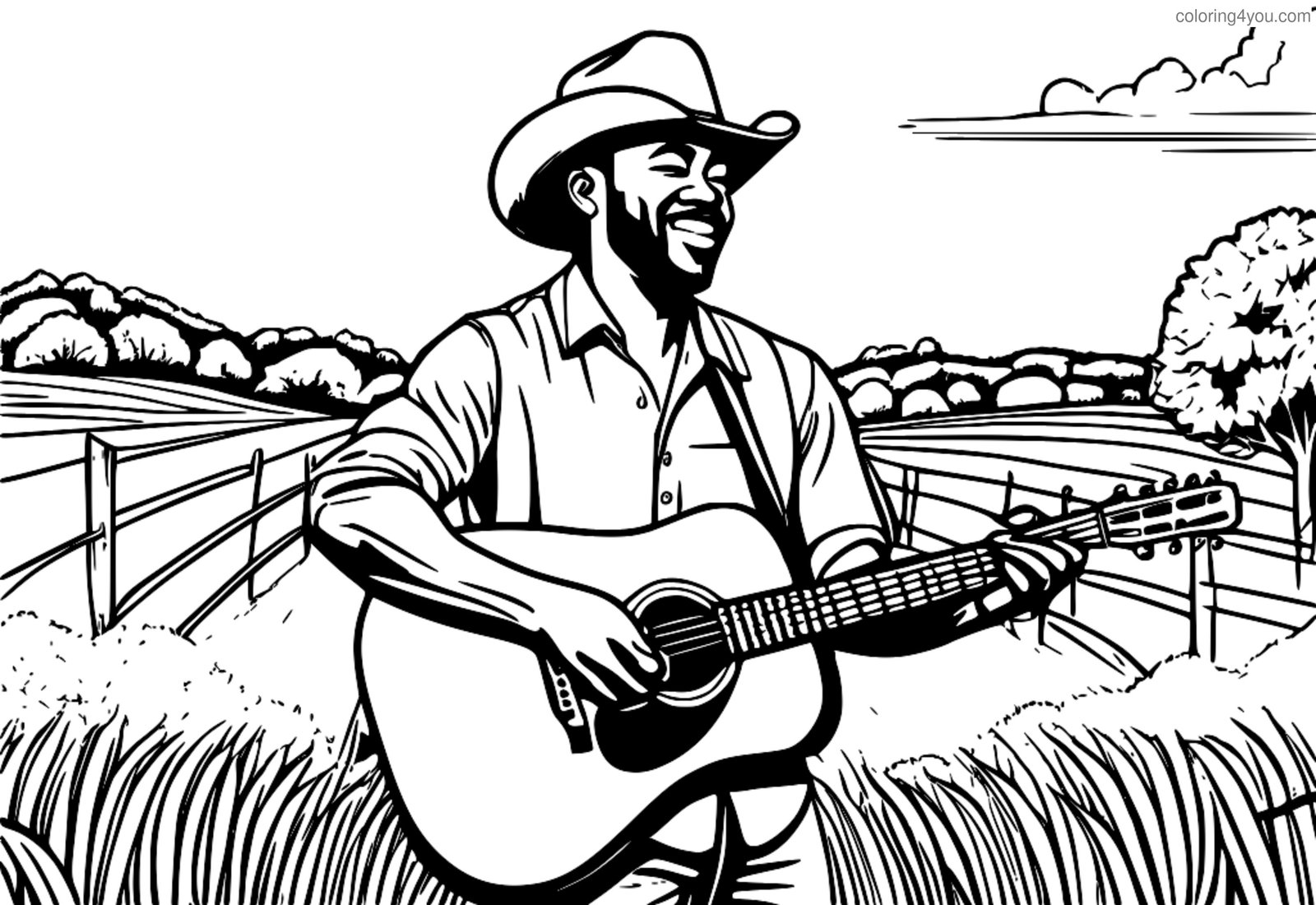 Darius Rucker svira akustičnu gitaru s farmom Darius Rucker svira akustičnu gitaru s farmom