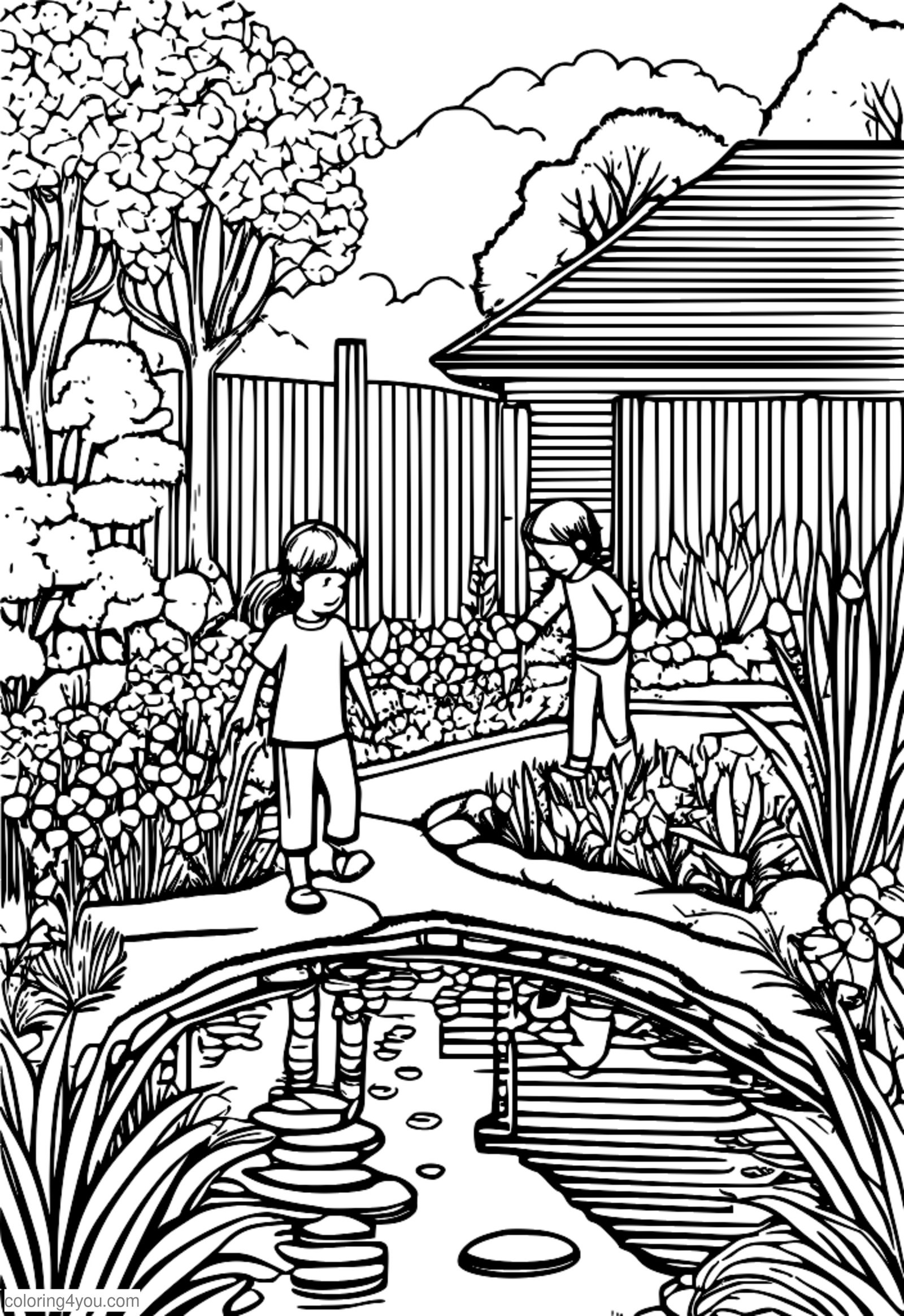 Kids getting dirty in puddles, flower bloomsaround them is perfect photo for a spring. Kids getting dirty in puddles, flower bloomsaround them is perfect photo for a spring.
