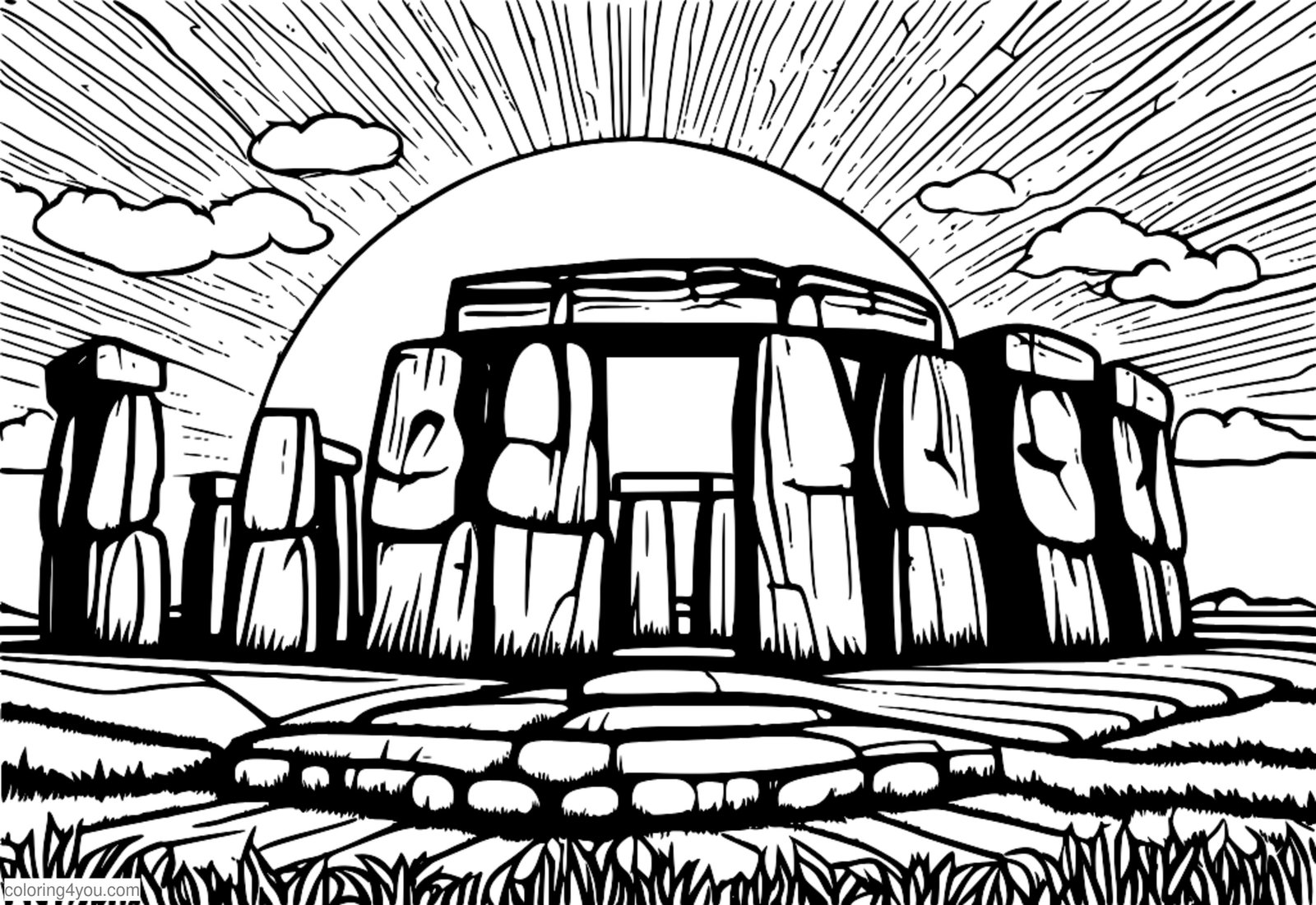 Σελίδα ζωγραφικής Mysterious Stonehenge για παιδιά και ενήλικες Σελίδα ζωγραφικής Mysterious Stonehenge για παιδιά και ενήλικες