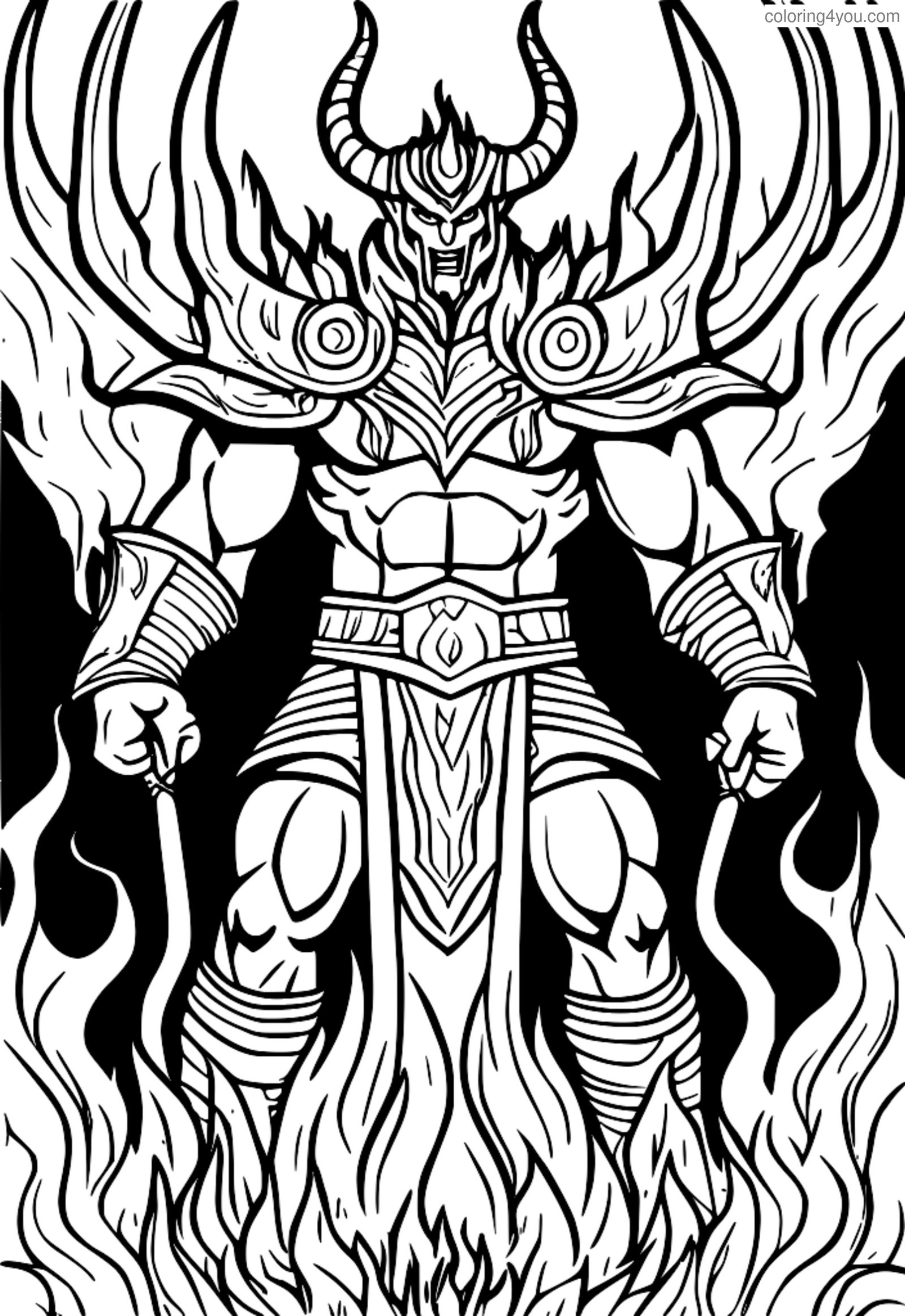 Surtur muncul dari api dalam halaman pewarna Mitologi Norse yang hebat ini Surtur muncul dari api dalam halaman pewarna Mitologi Norse yang hebat ini
