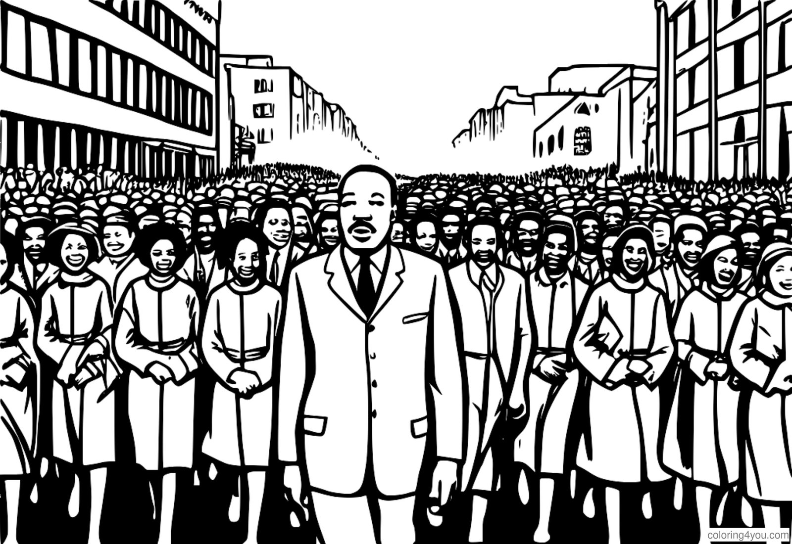 Martin Luther King Jr. ag siúl le grúpa máirseálaithe le linn na Máirseálacha Selma go Montgomery Martin Luther King Jr. ag siúl le grúpa máirseálaithe le linn na Máirseálacha Selma go Montgomery