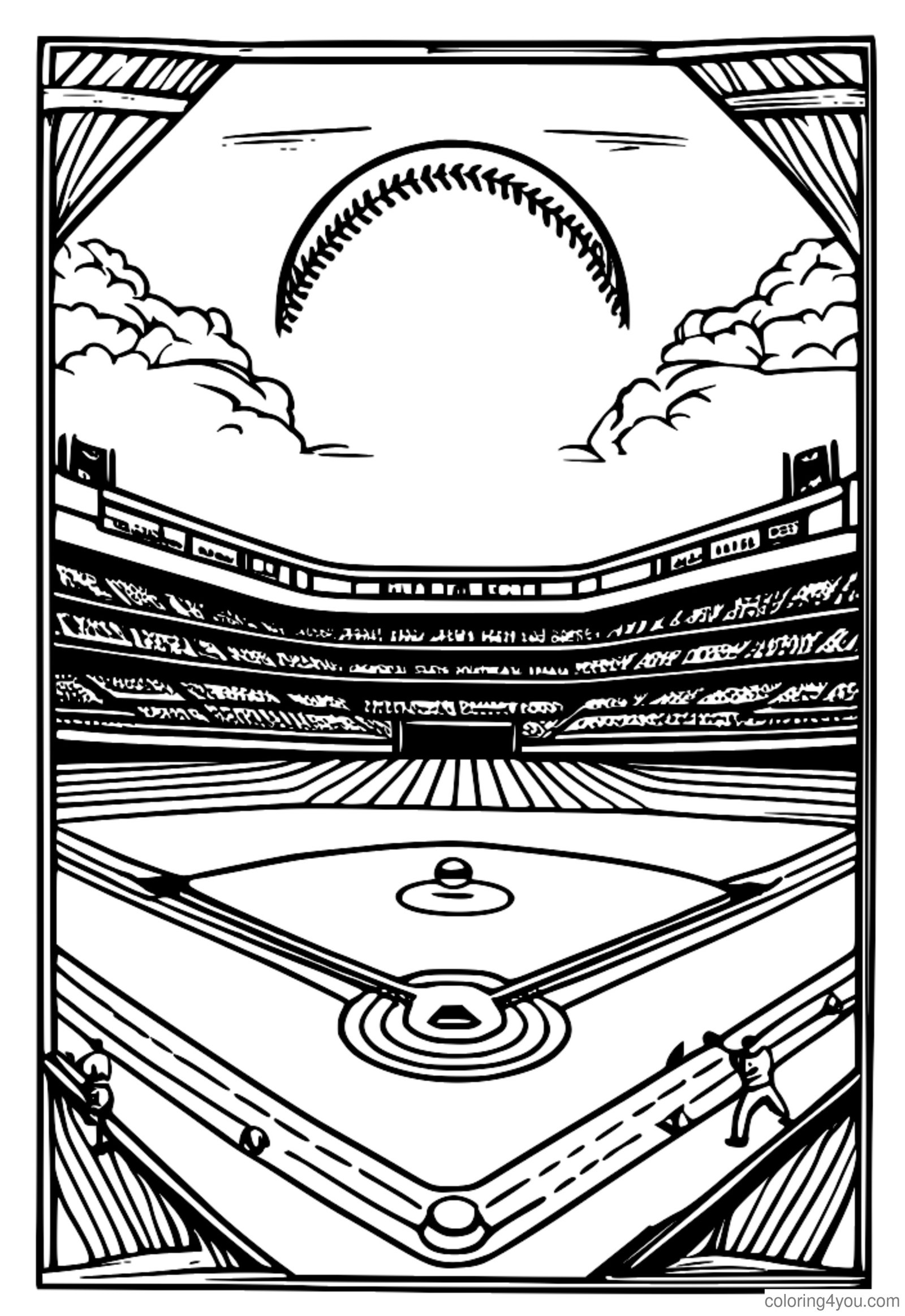 Champ intérieur de baseball avec diamant et joueurs Champ intérieur de baseball avec diamant et joueurs