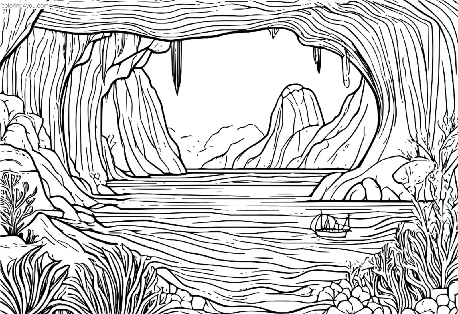 A seaweed forest swaying in the ocean current, with a hidden cave and treasure chest. A seaweed forest swaying in the ocean current, with a hidden cave and treasure chest.