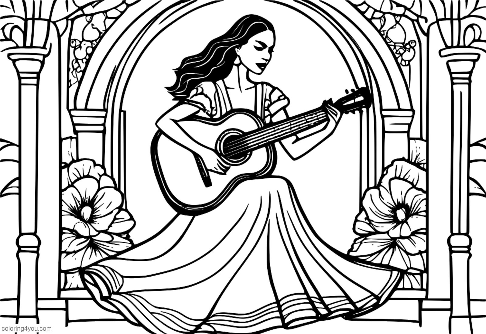 Bailaora de flamenco con guitarra tradicional española. Bailaora de flamenco con guitarra tradicional española.