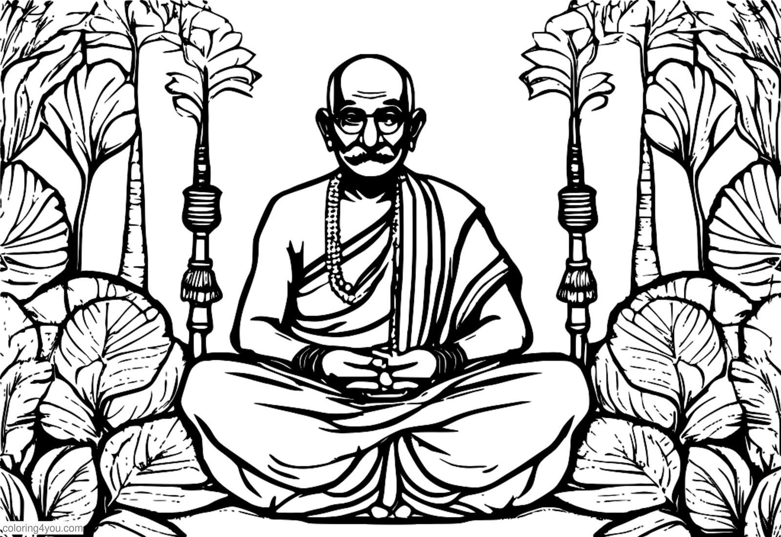 Mahatma Gandhi med en käpp, håller i en stav och bär en dhoti. Mahatma Gandhi med en käpp, håller i en stav och bär en dhoti.