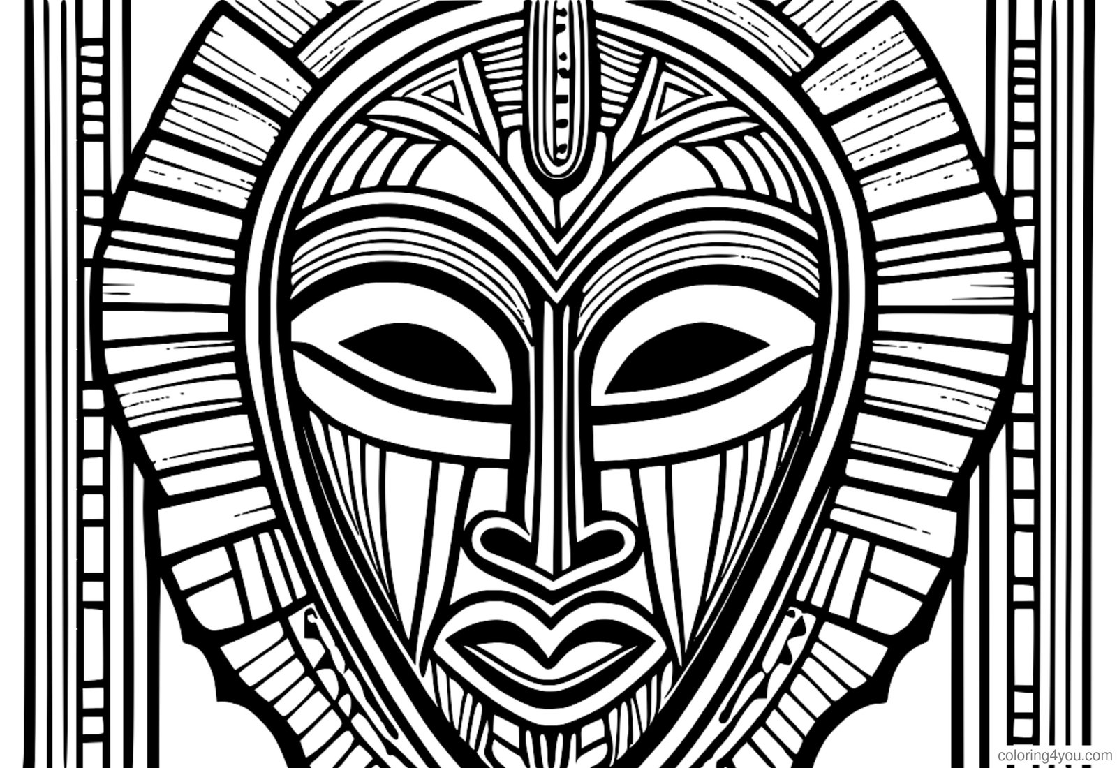 En detaljert treskjæring av en afrikansk maske, laget med en kombinasjon av tradisjonelle teknikker og moderne materialer En detaljert treskjæring av en afrikansk maske, laget med en kombinasjon av tradisjonelle teknikker og moderne materialer