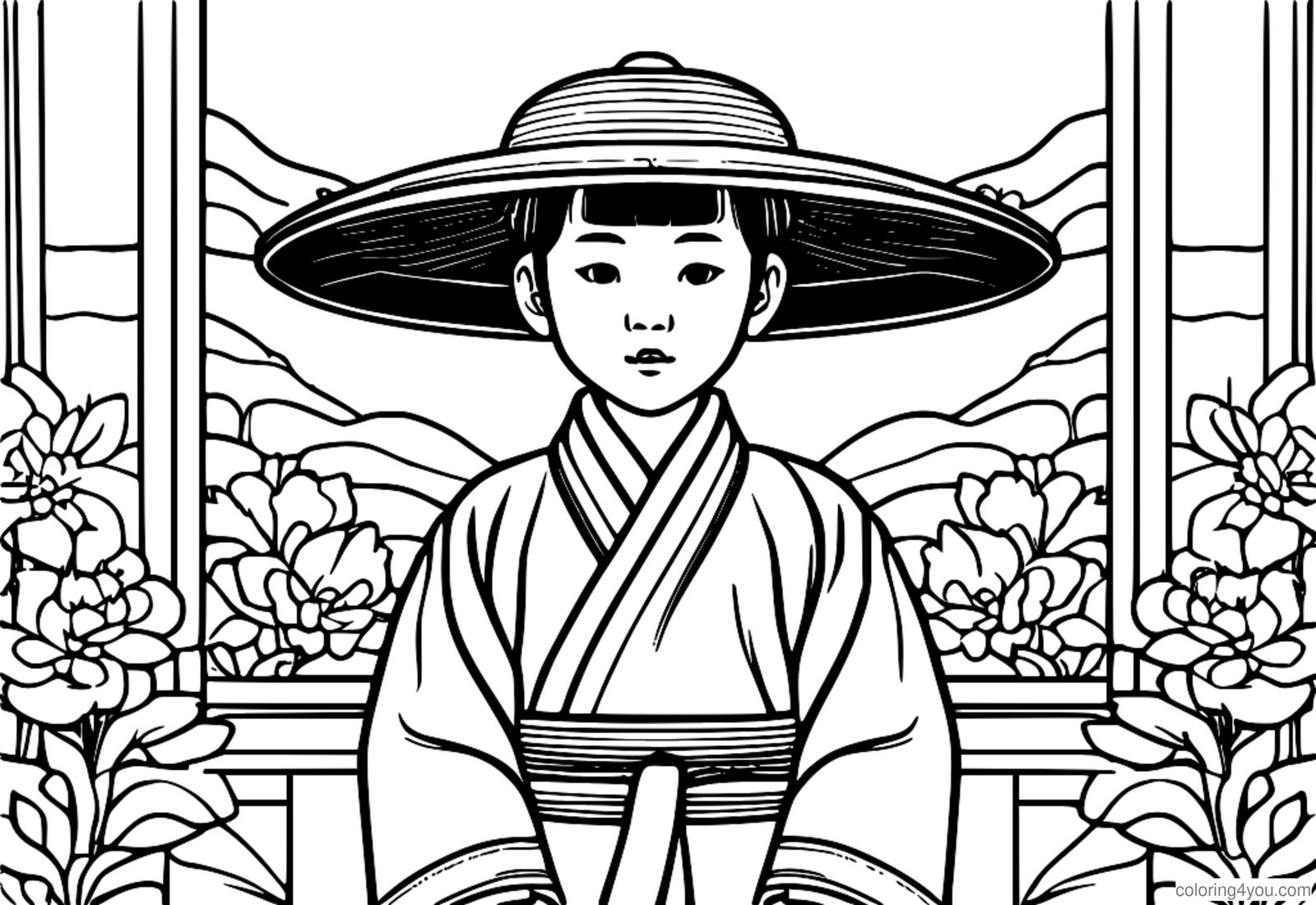 pahina ng pangkulay ng hanbok para sa korean holiday pahina ng pangkulay ng hanbok para sa korean holiday