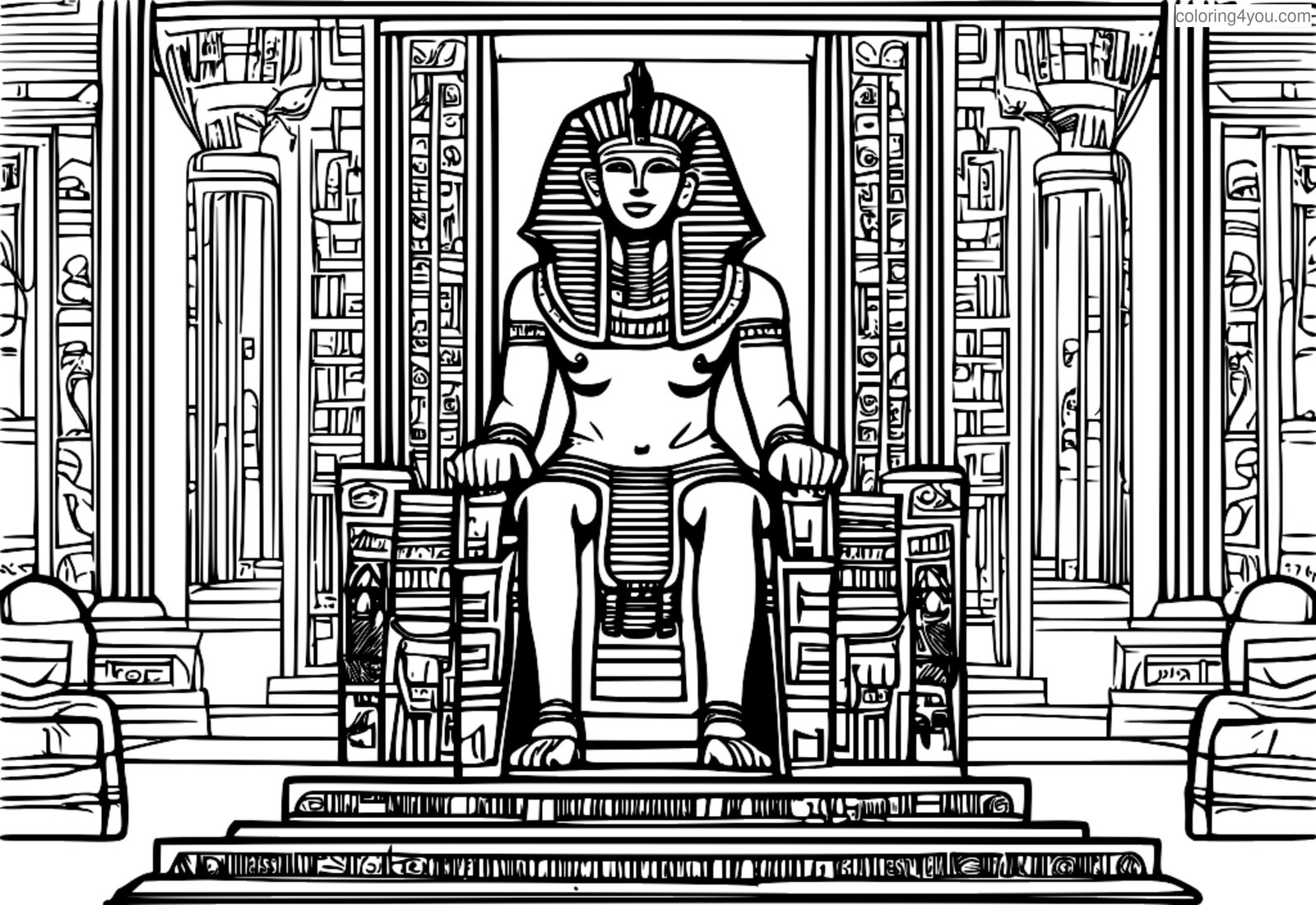 Maringal na trono ng pharaoh na may masalimuot na hieroglyphics Maringal na trono ng pharaoh na may masalimuot na hieroglyphics
