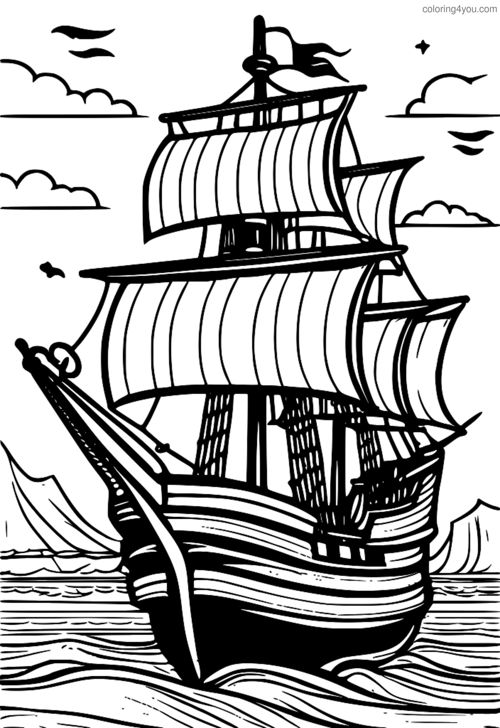 Kapal bajak laut nglayangake gendera warna-warni, kalebu tengkorak ireng lan balung silang, tengkorak abang Kapal bajak laut nglayangake gendera warna-warni, kalebu tengkorak ireng lan balung silang, tengkorak abang