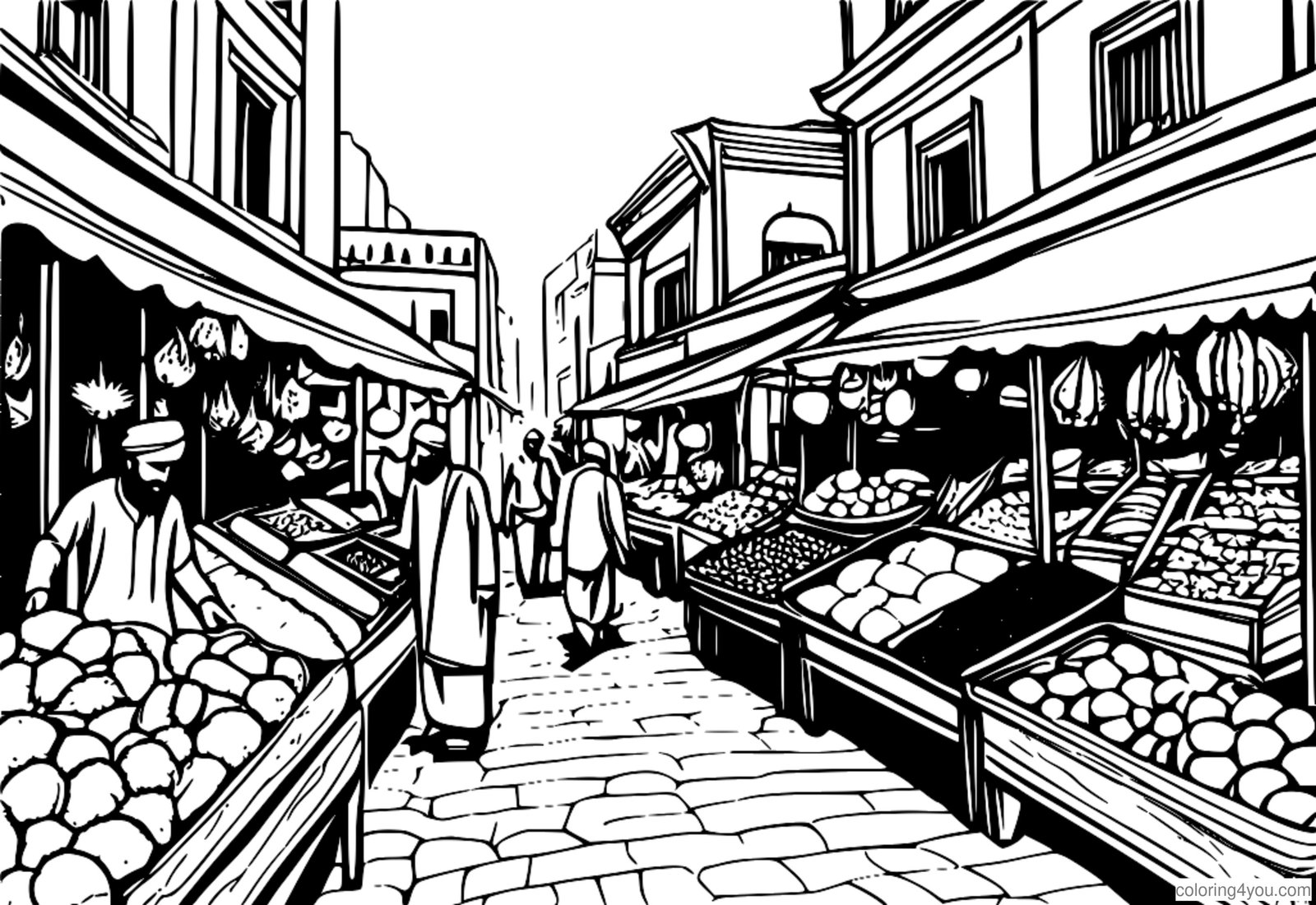 Šarena ilustracija bliskoistočne tržnice Šarena ilustracija bliskoistočne tržnice