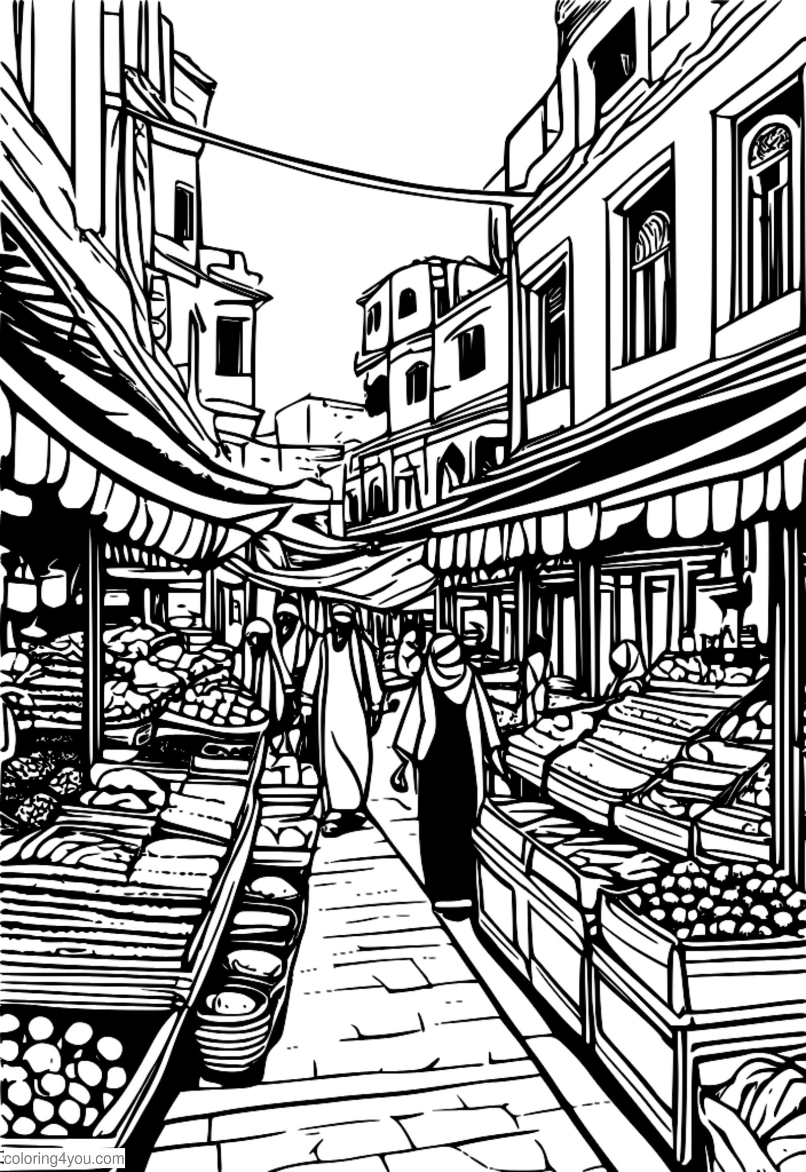 Šarena ilustracija bliskoistočne tržnice Šarena ilustracija bliskoistočne tržnice