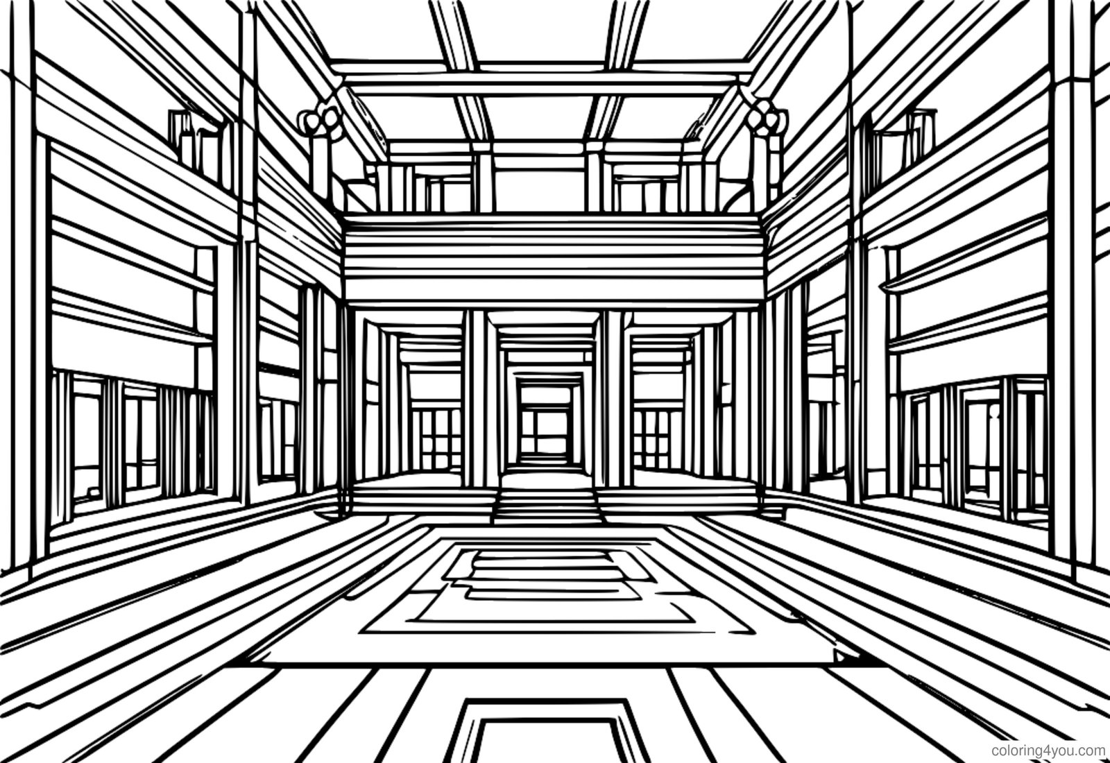 Geometrický tvar moderní muzeum design omalovánky Geometrický tvar moderní muzeum design omalovánky