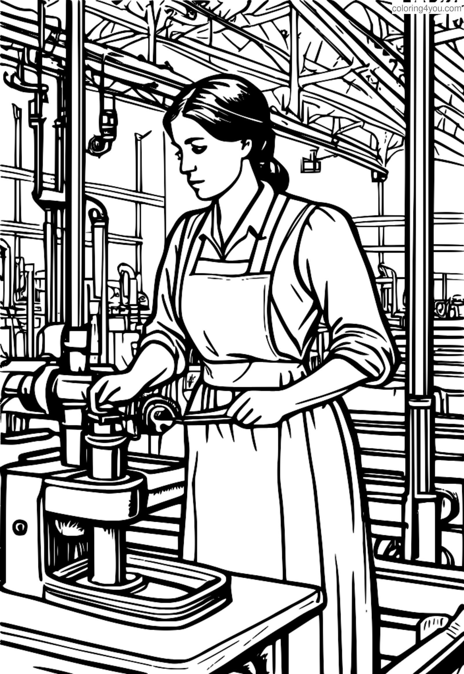 Mujer trabajando en una fábrica durante la Revolución Industrial Mujer trabajando en una fábrica durante la Revolución Industrial